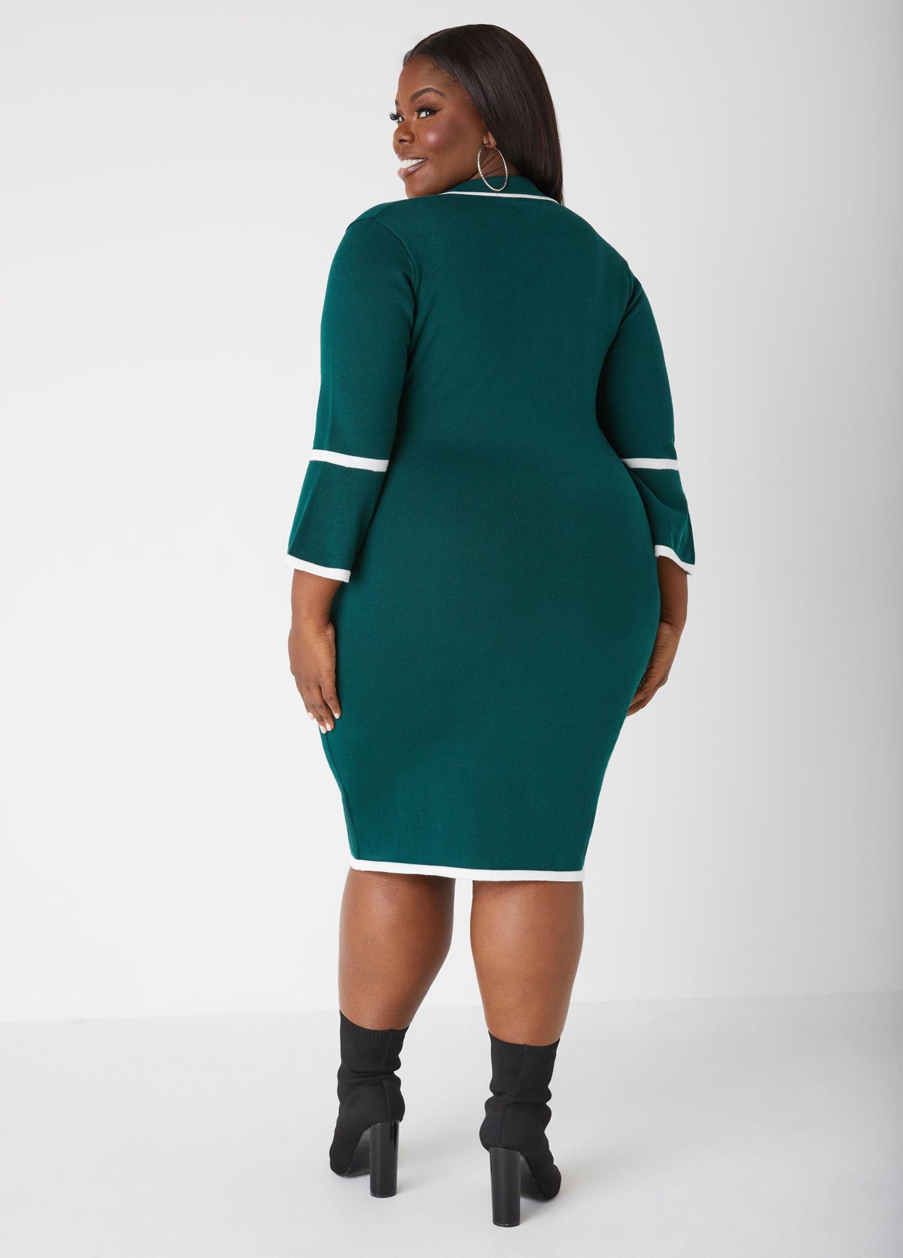 Plus Size Bell Sleeved Sweater Dress Ashley Stewart Product Image