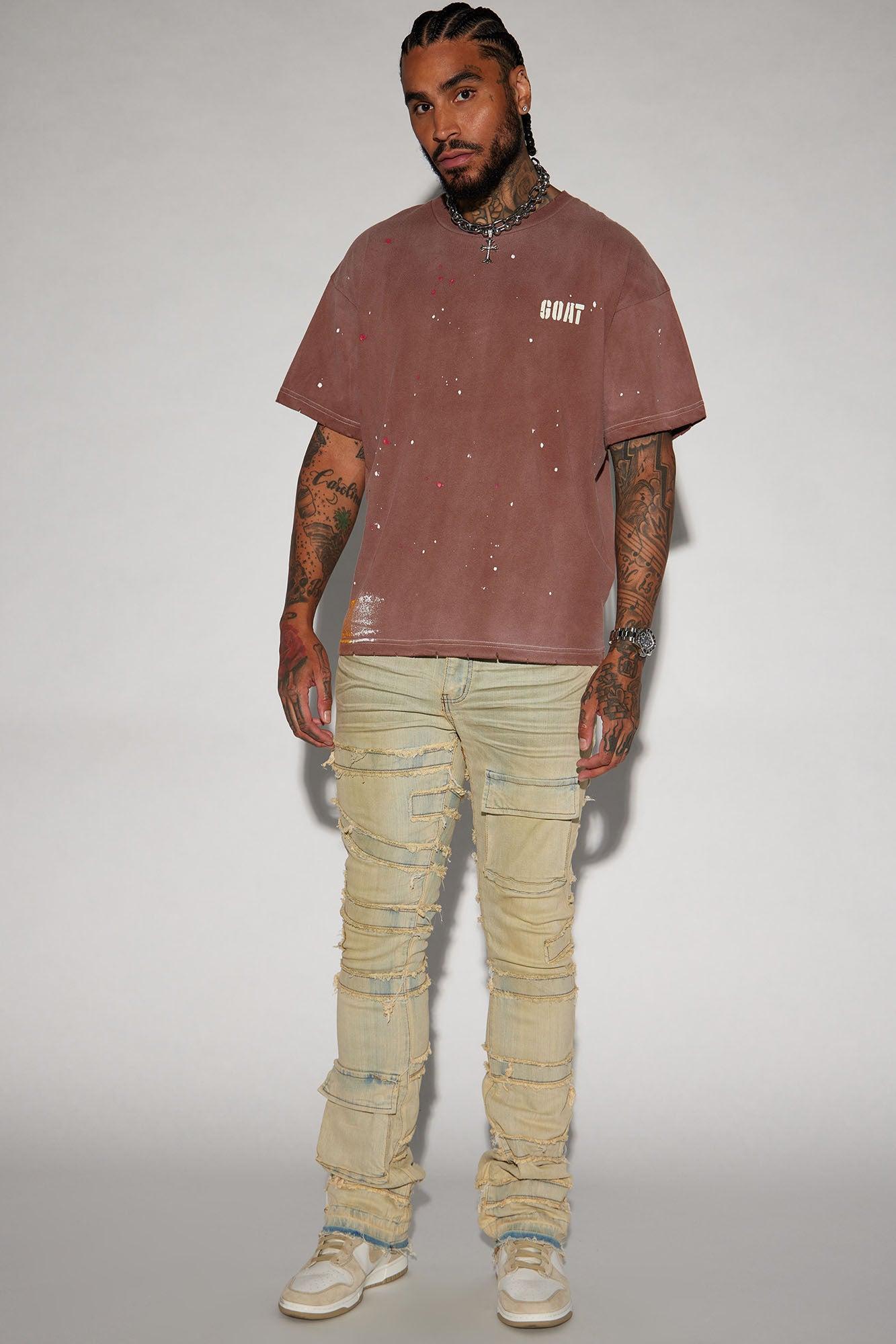GOAT Paint Splatter Oversize Short Sleeve Tee - Chocolate Product Image