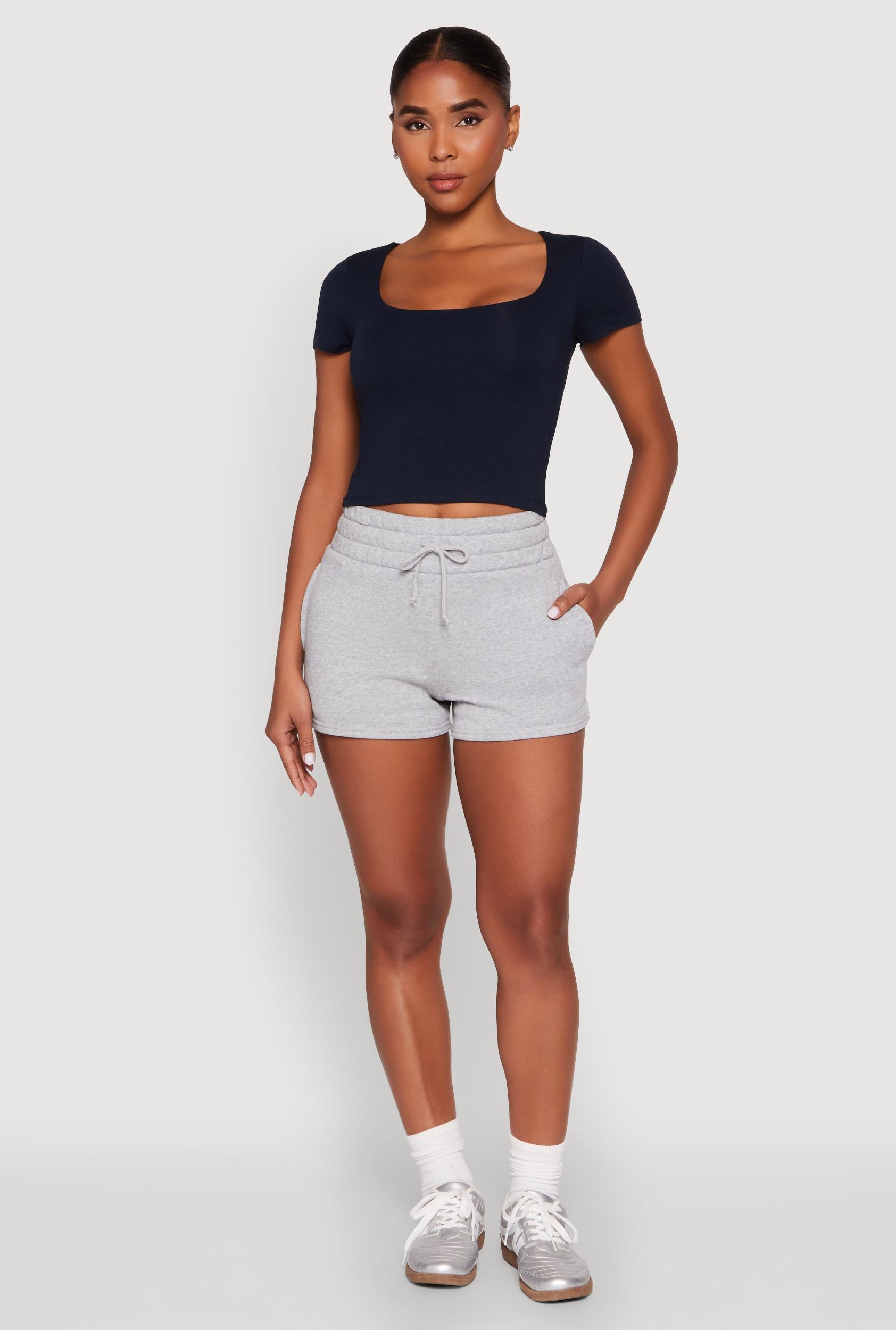 Womens Basic Scoop Neck Cropped Tee Product Image