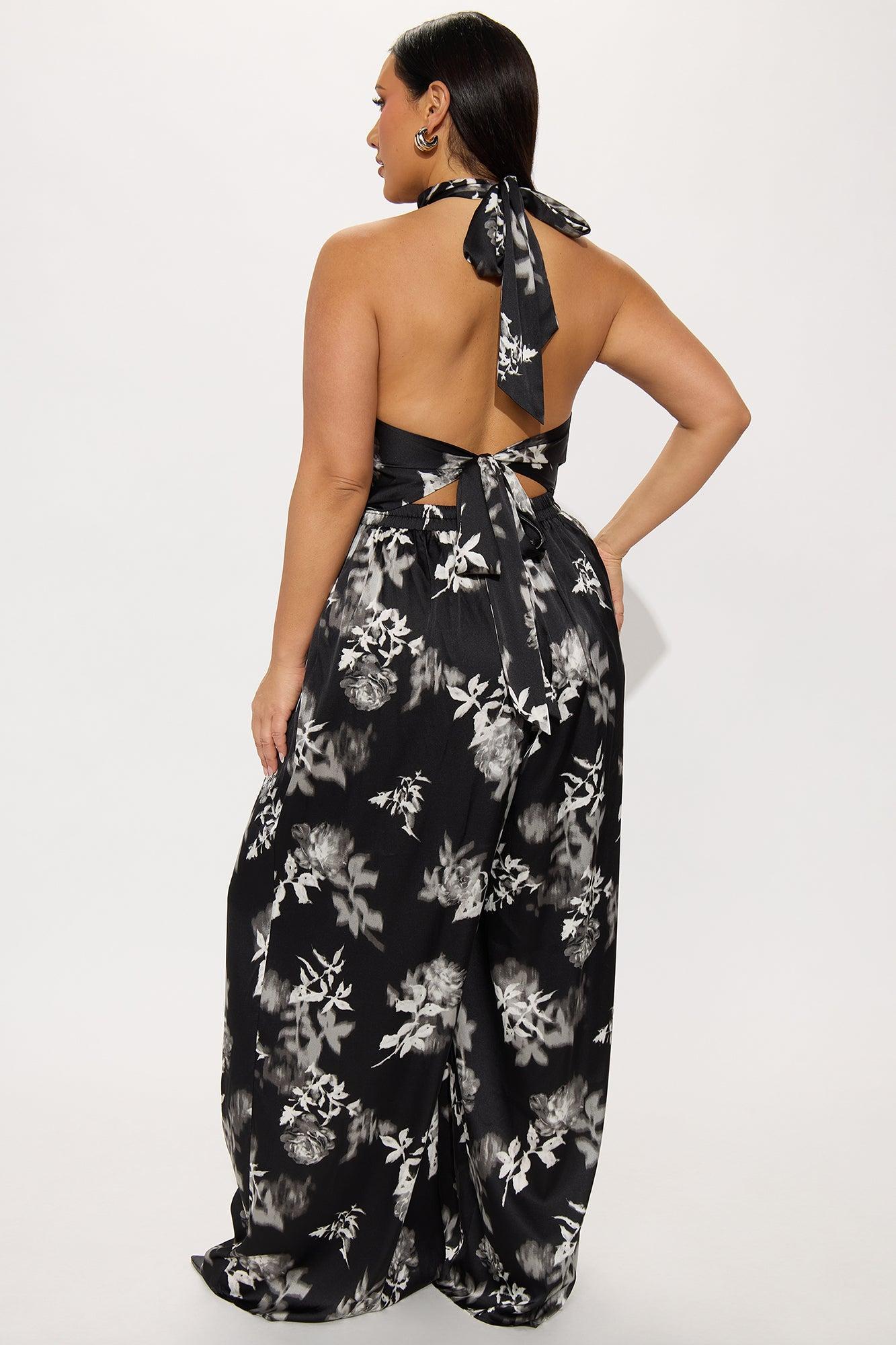 Something About You Satin Jumpsuit - Black/White Product Image