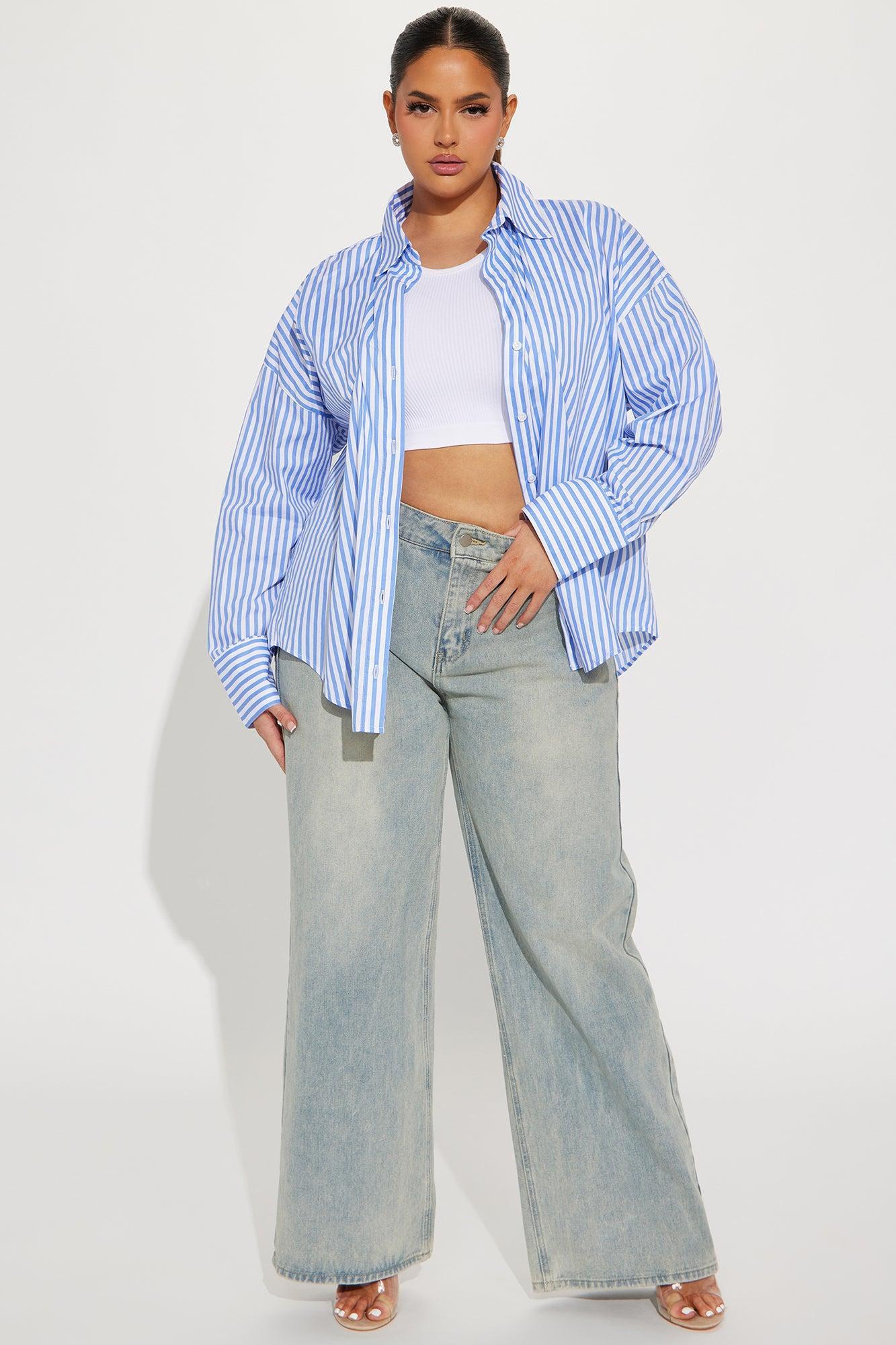 Newport Striped Shirt - White/Blue Product Image