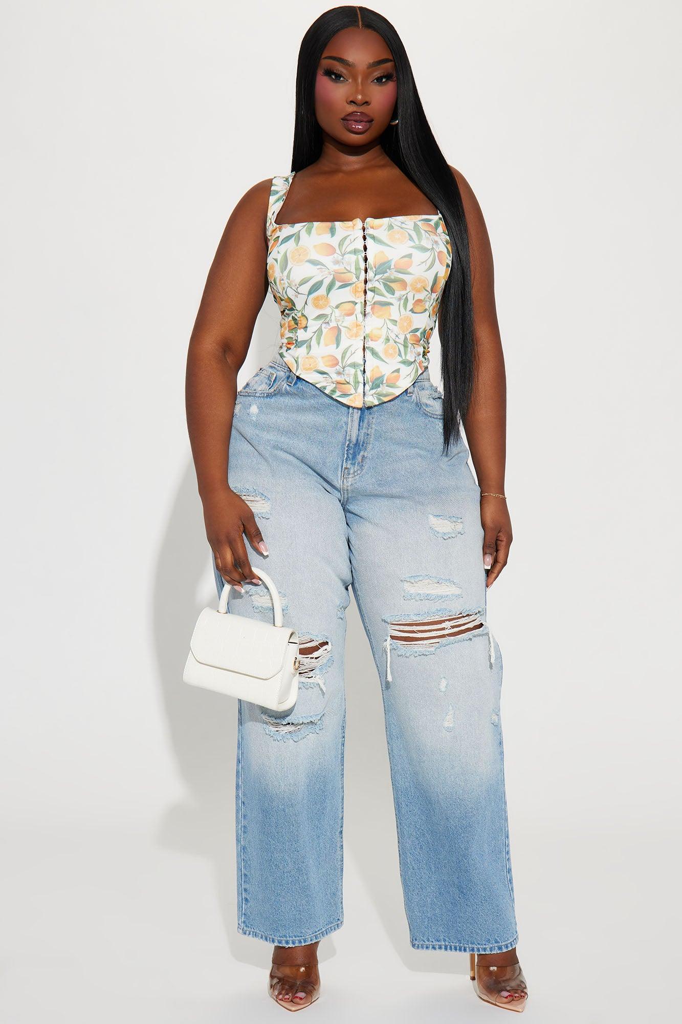 Life Gives You Lemons Corset Top - Ivory/combo Product Image