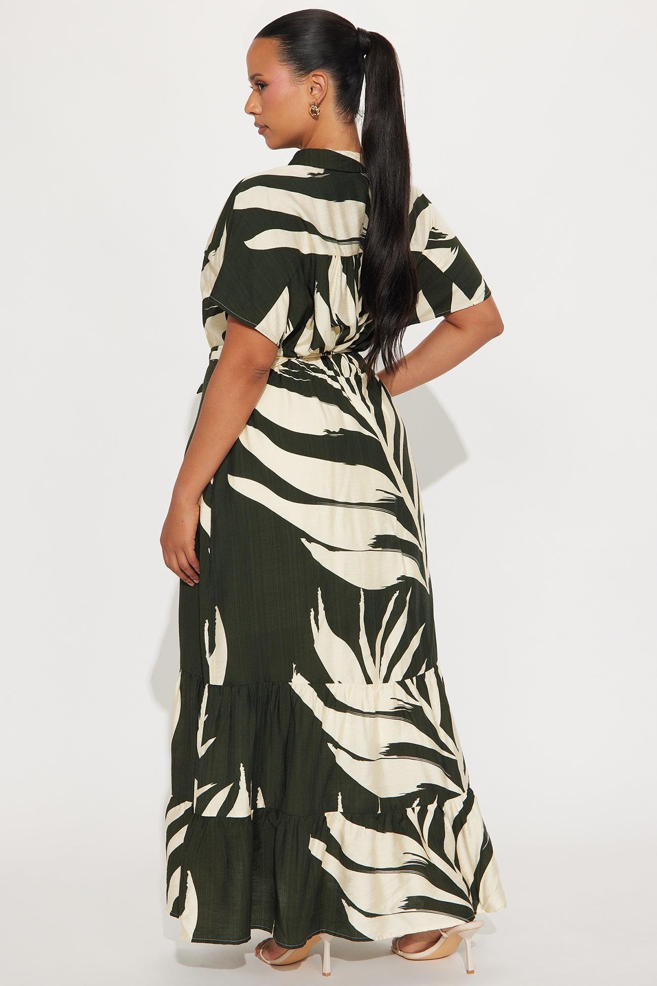 By The Seashore Linen Maxi Dress - Olive/combo Product Image