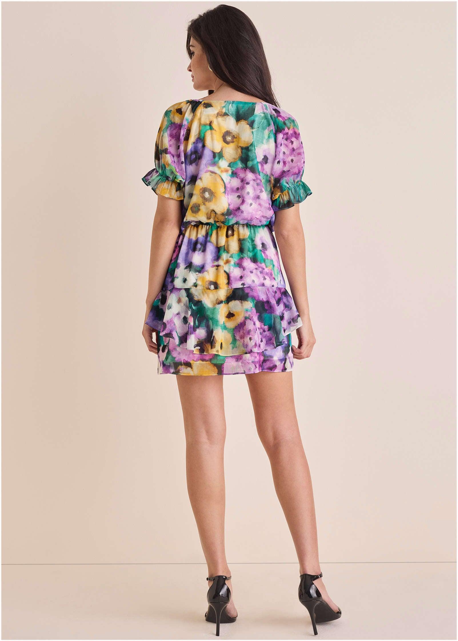Floral Chiffon Mini Dress - Monet's Garden Product Image