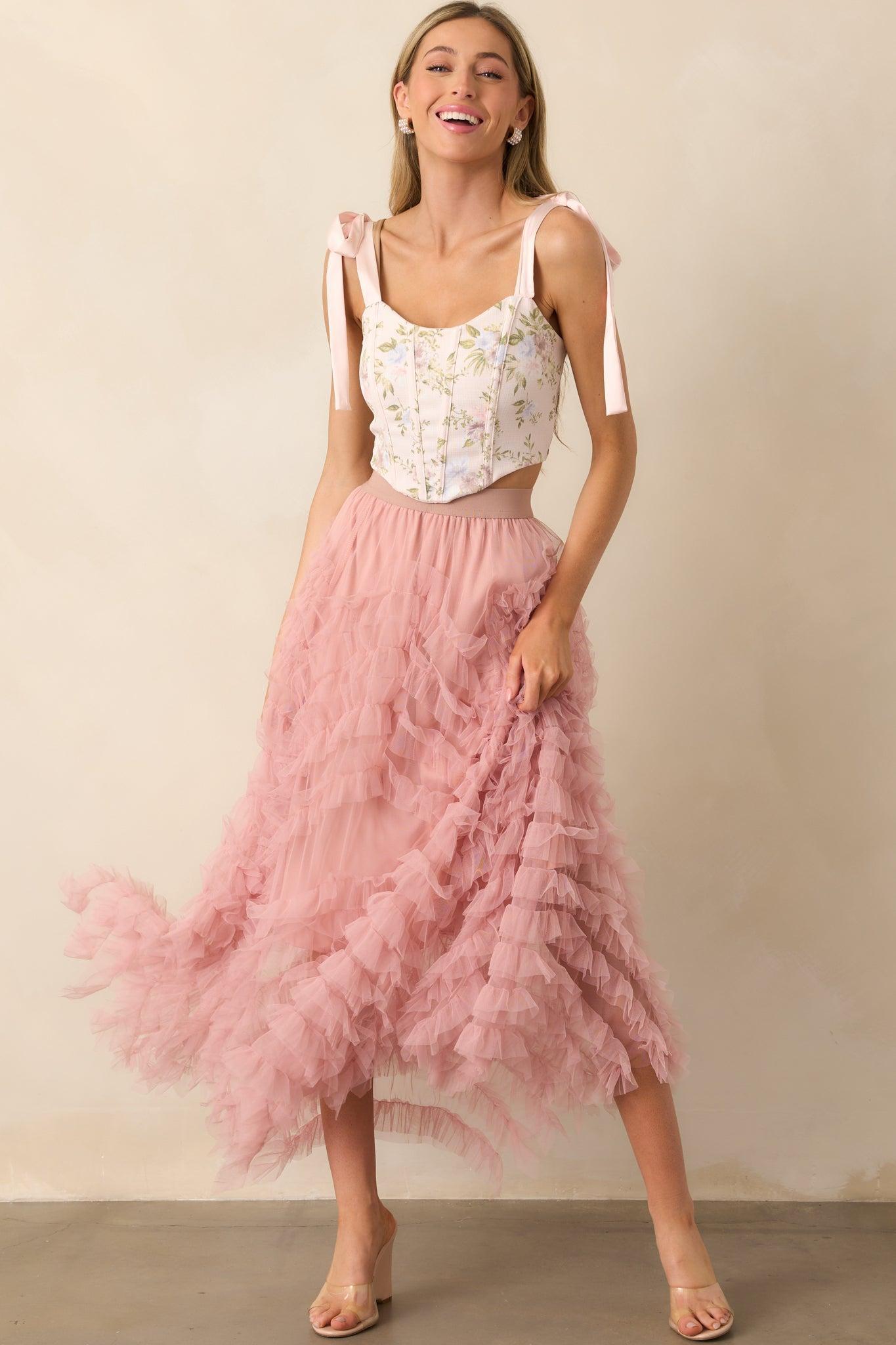 Make The Most Of It Light Pink Floral Corset Top Product Image
