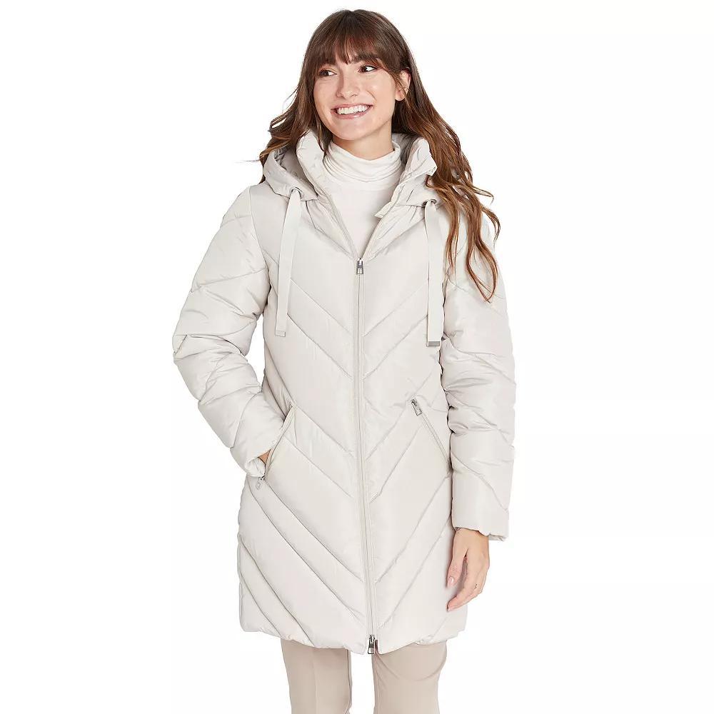 Women's Nine West Chevron Quilted Puffer Jacket, Size: Small, Black Product Image