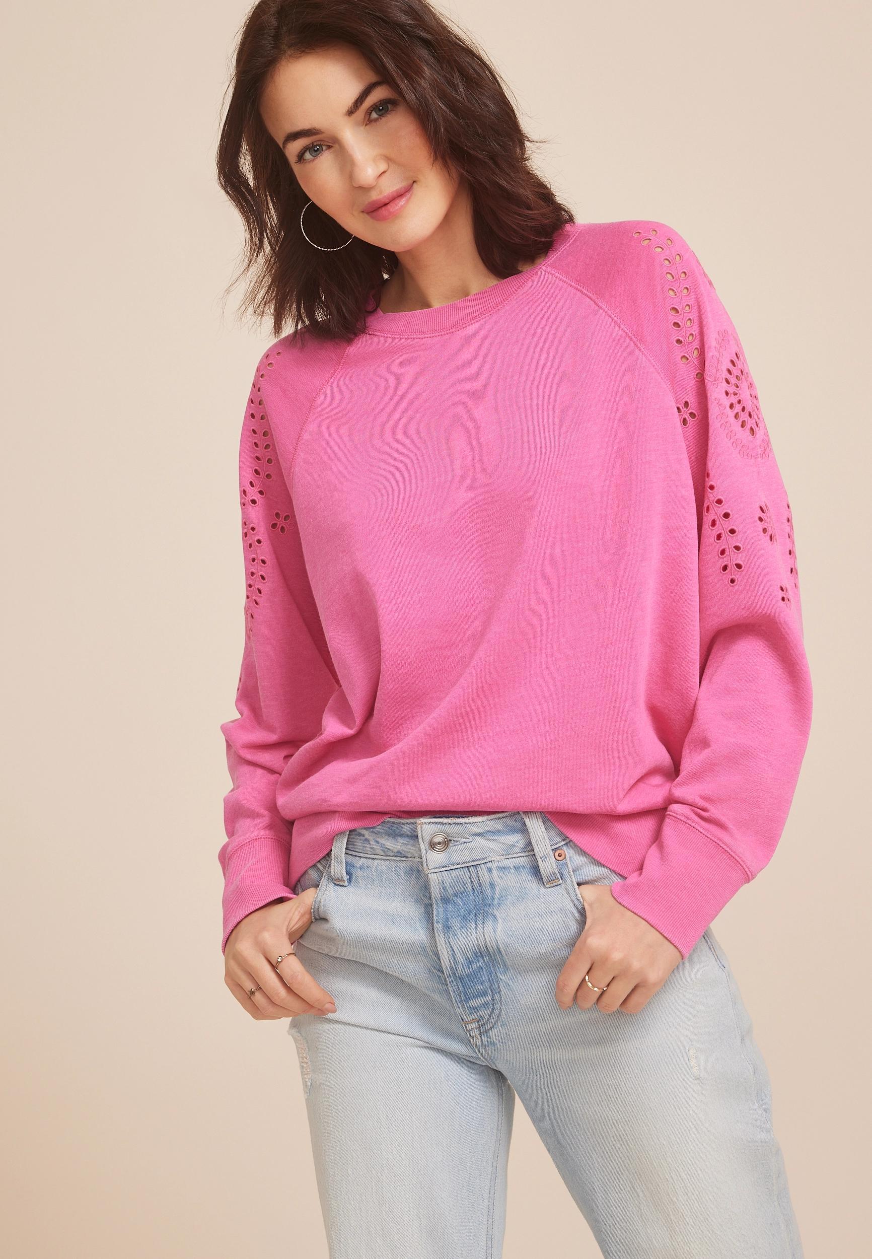 Burn Wash Eyelet Sleeve Sweatshirt Product Image