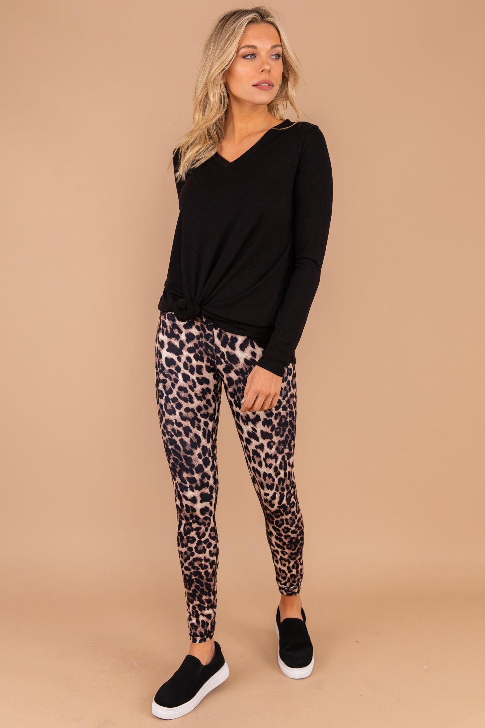 Wild Adventures Brown Leopard Leggings Female Product Image
