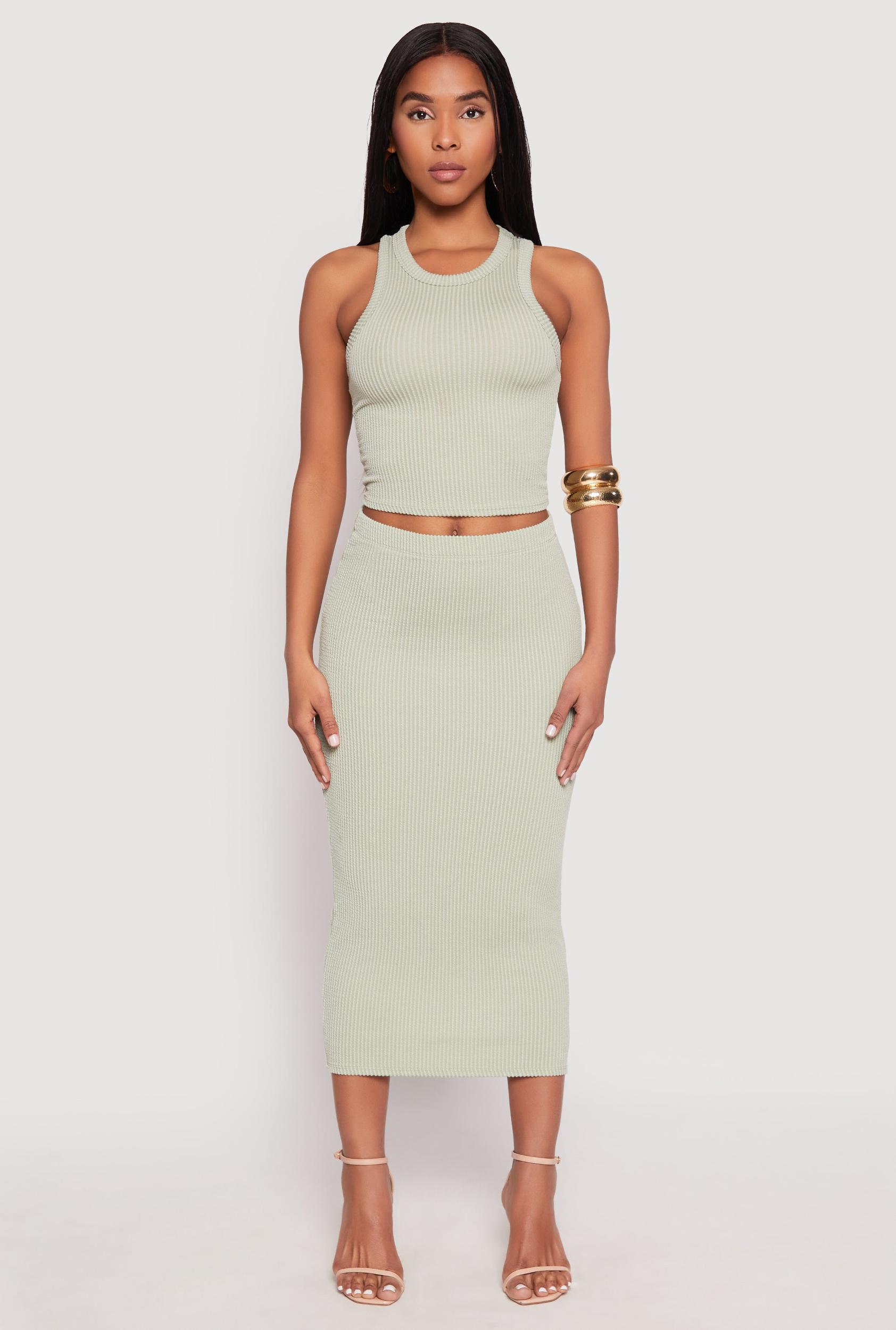 Womens Almost Famous Ribbed Knit Midi Skirt Product Image