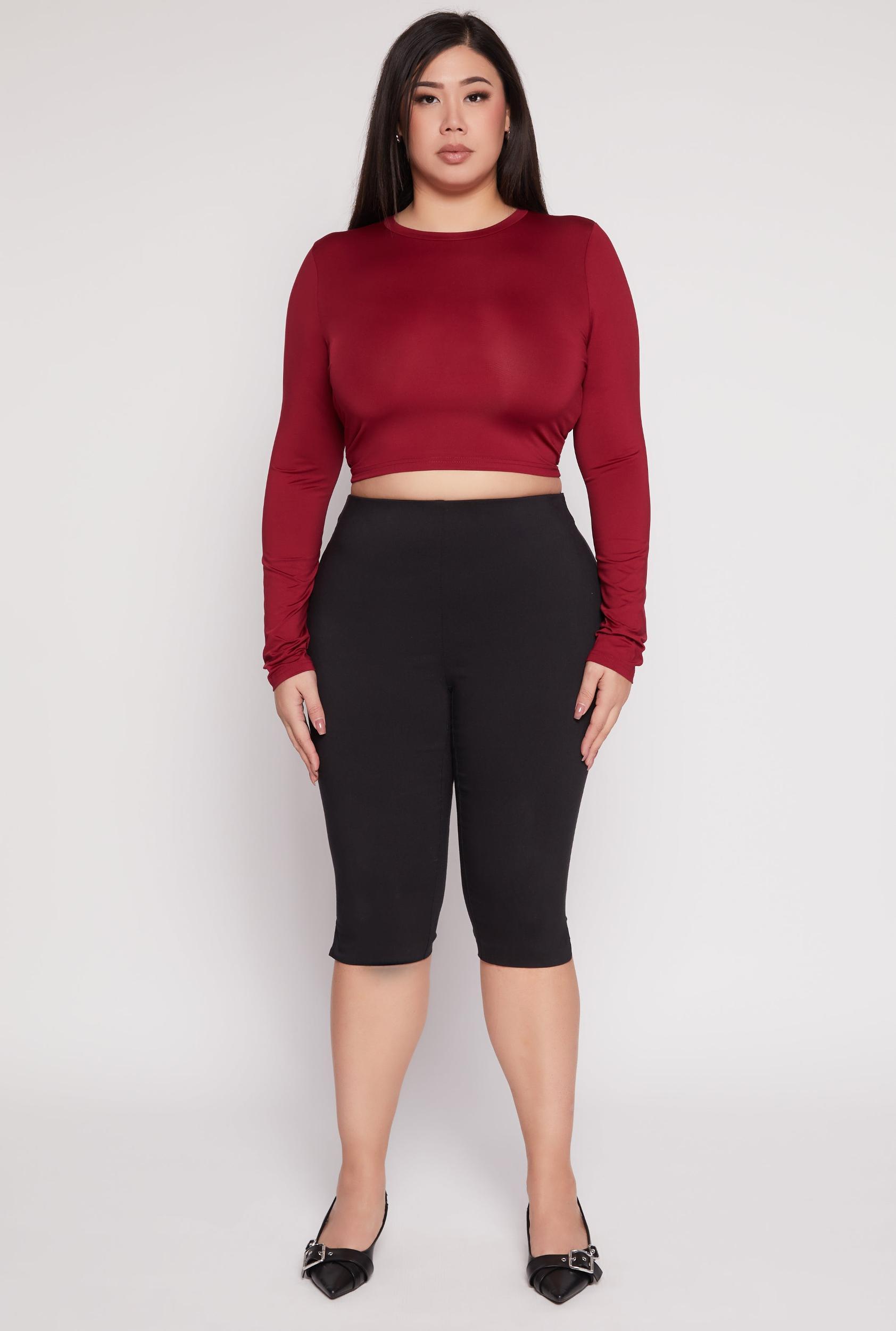 Womens Plus Size Daisy Long Sleeve Crop Top Product Image