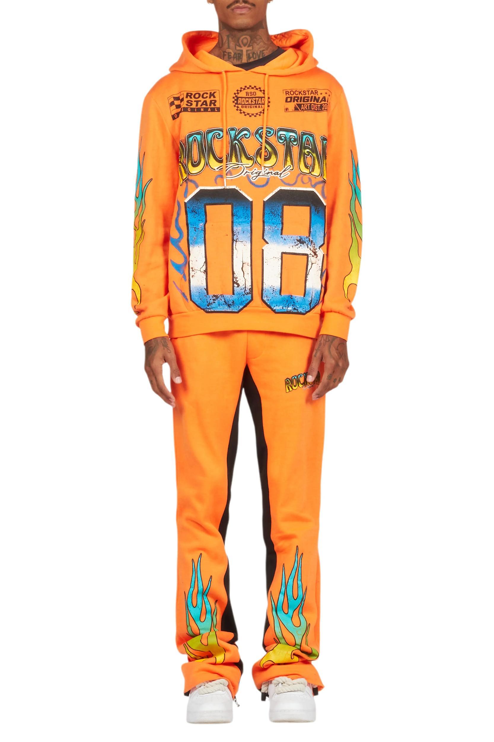 Quito Orange Hoodie/Baggy Track Pant Set Male Product Image