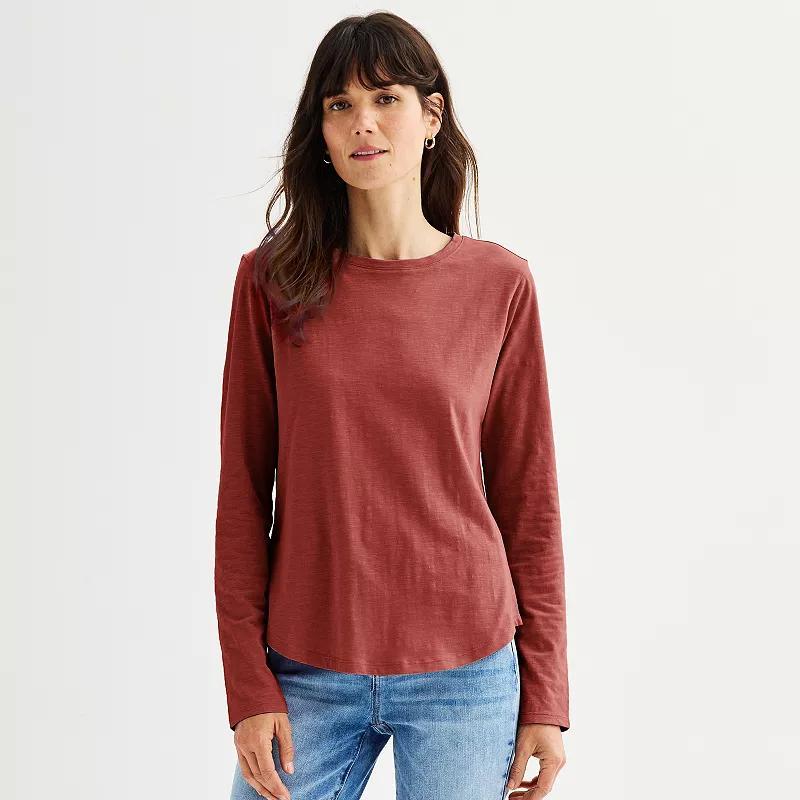 Women's Sonoma Goods For Life® Everyday Long Sleeve Crewneck Tee, Size: Medium, Grey Product Image