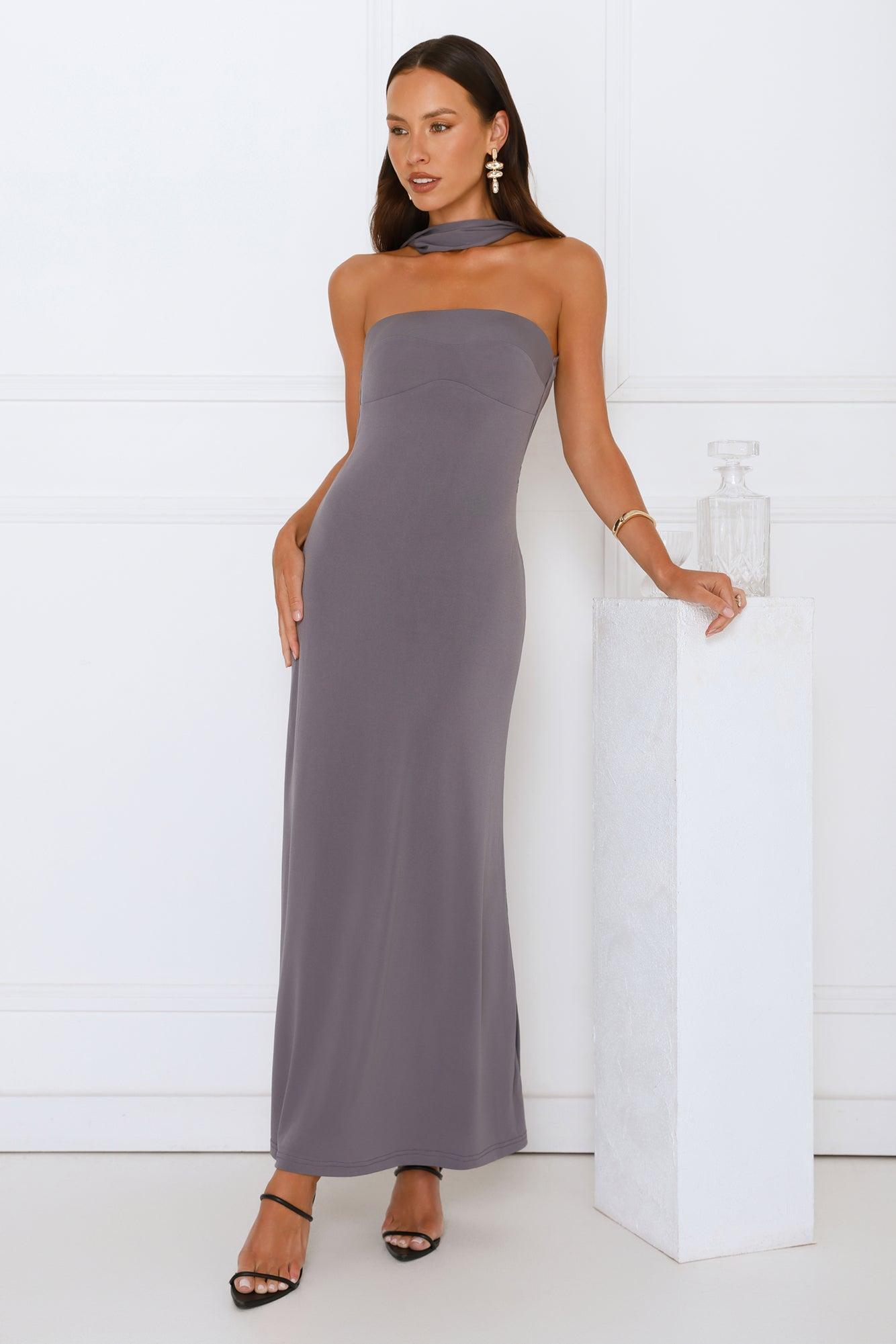 Starlight Serenade Maxi Dress Grey Product Image