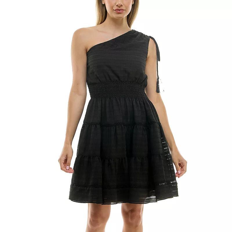 Women's Taylor Stripe Seersucker Dress with Smocking Waist, Size: 12, Green Product Image