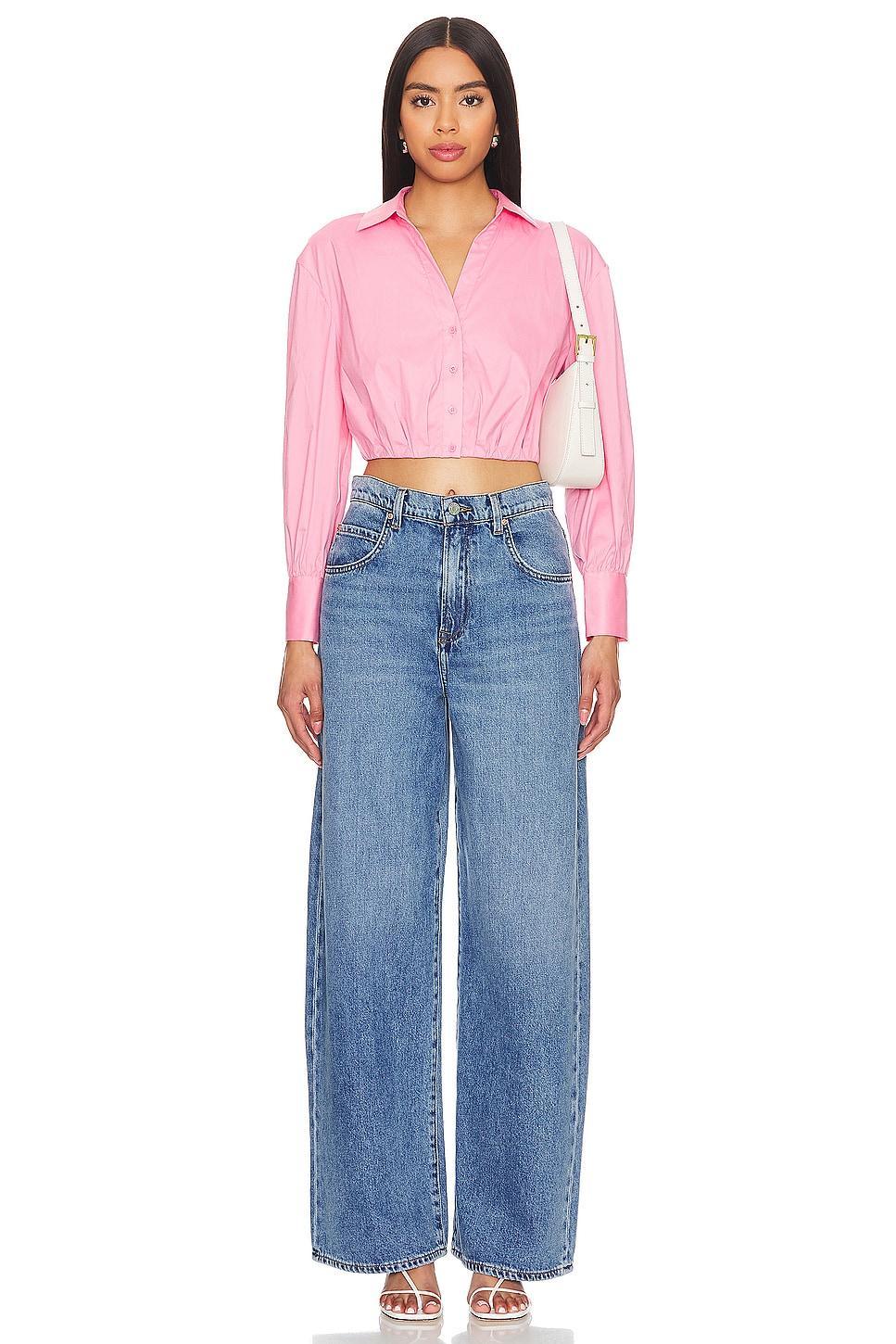 Trudy Cropped Pleated Top Alice + Olivia Product Image