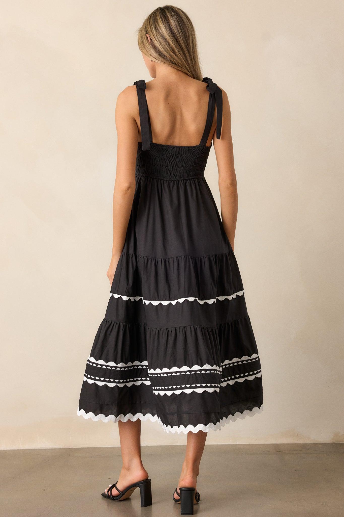 Elegant Edge Cotton Black Ricrac Maxi Dress Product Image