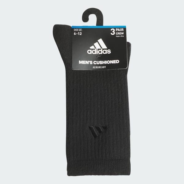 adidas Mens Cushioned Comfort 3-Pack Crew Socks Black L Product Image