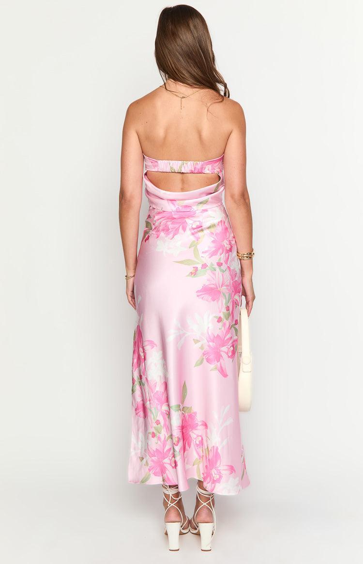 Genevieve Pink Floral Print Maxi Skirt Product Image