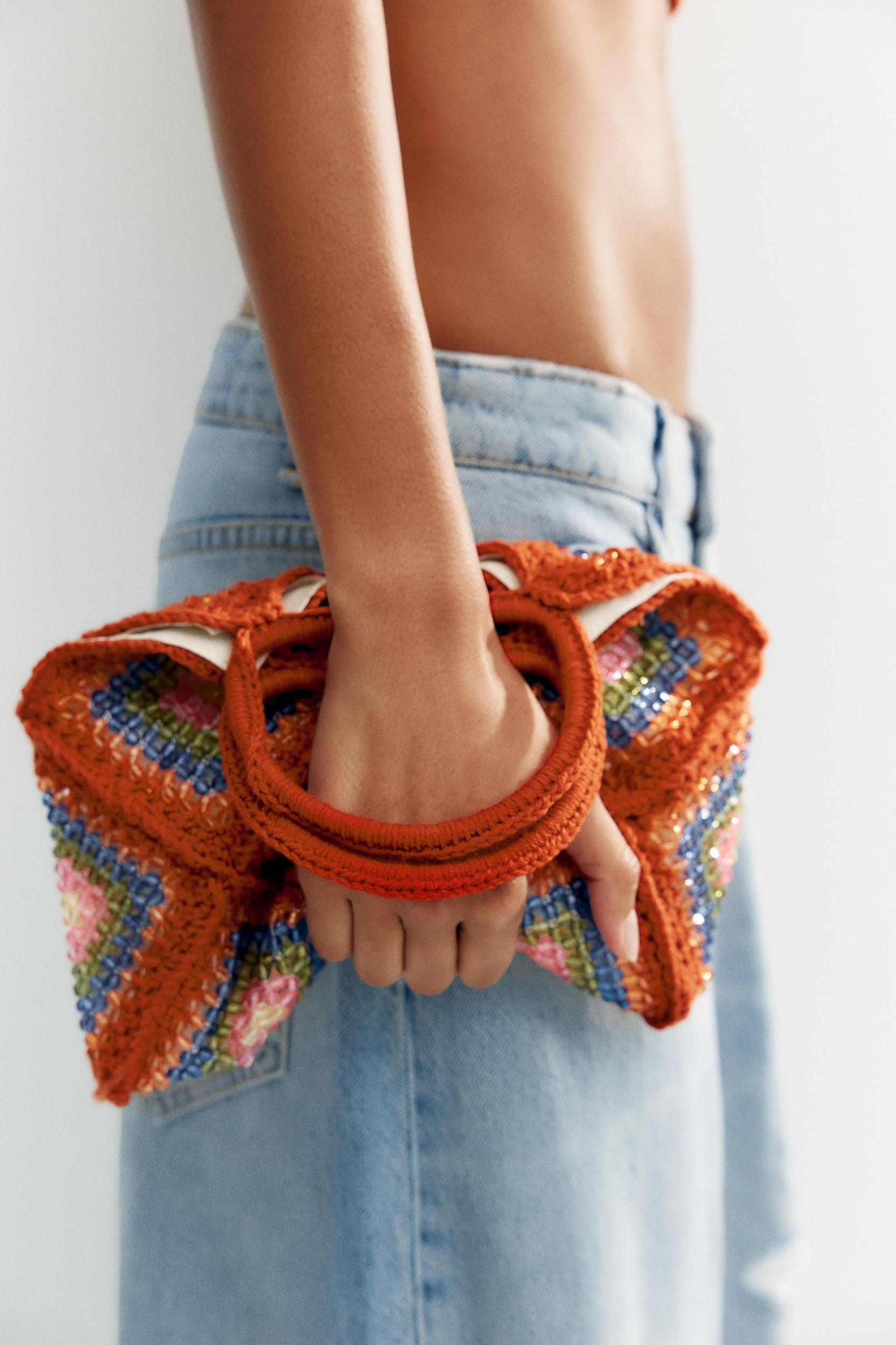 BEADED CROCHET MINI BUCKET BAG Product Image