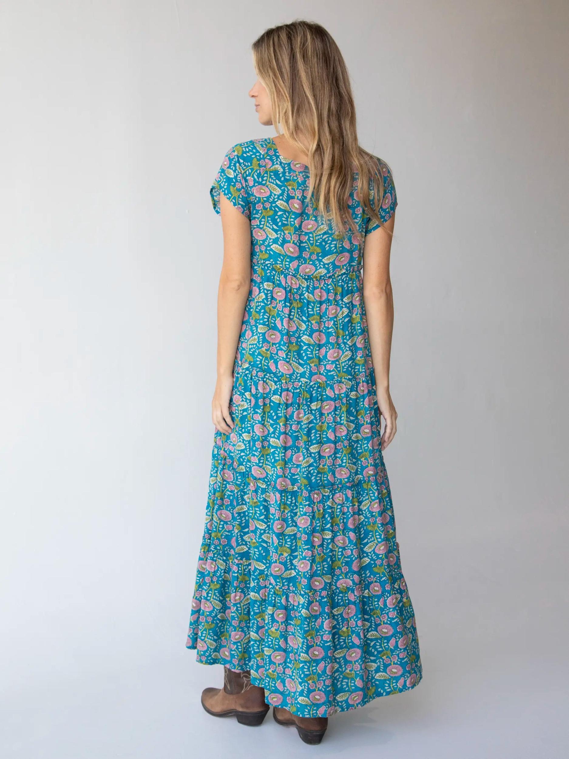 Berkley Maxi Dress - Blue Floral Vines Product Image