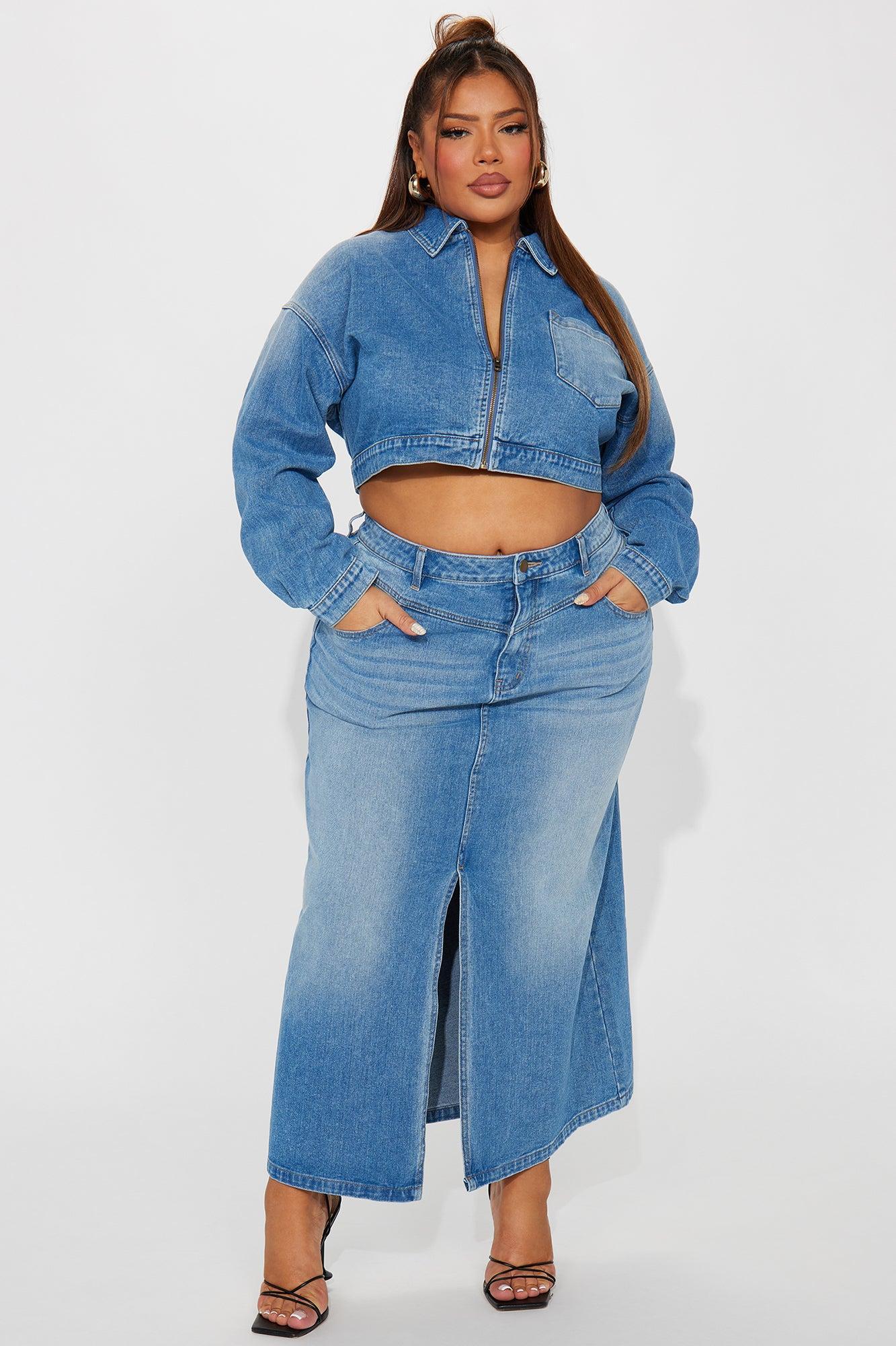 New Mood Denim Skirt Set - Medium Wash Product Image