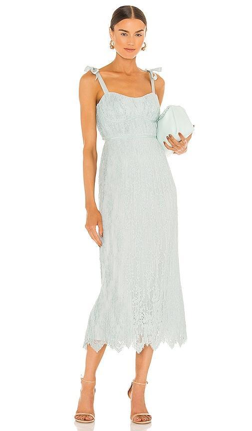 Bonnie Silk Lace Plisse Strapless Bustier Midi Dress Product Image