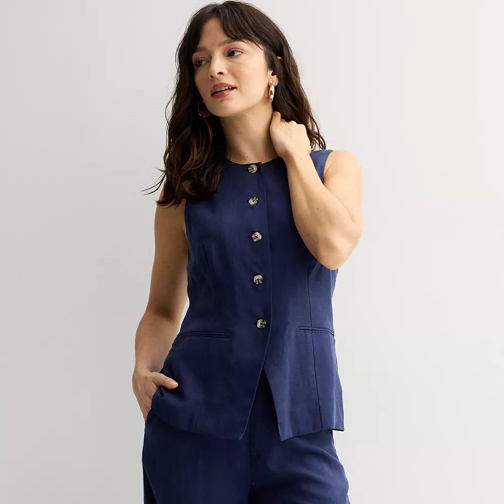 Women's Fourth + Bay Polished Vest, Size: Large, Blue Product Image