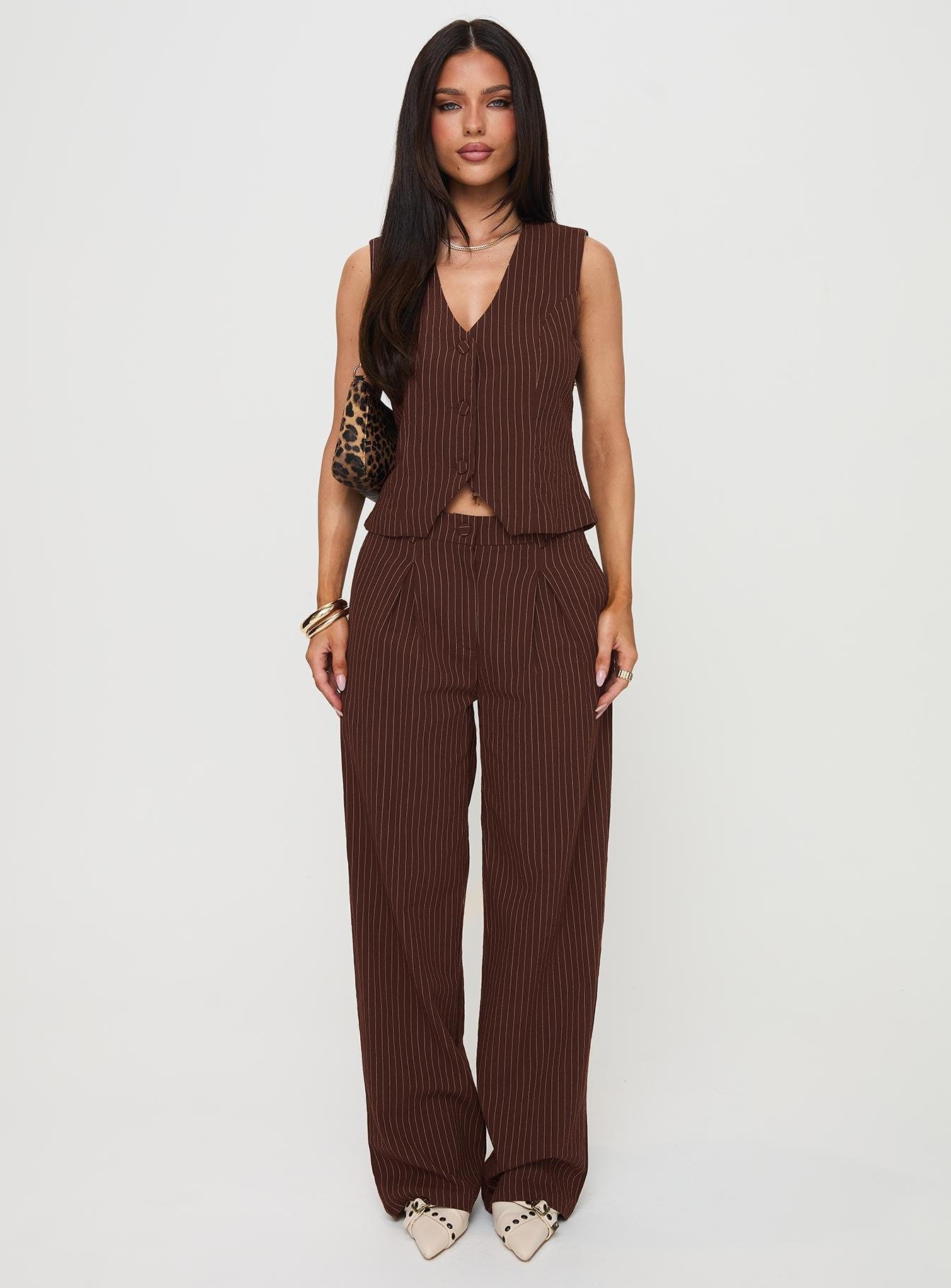 That Sweet Set Brown Pinstripe Product Image