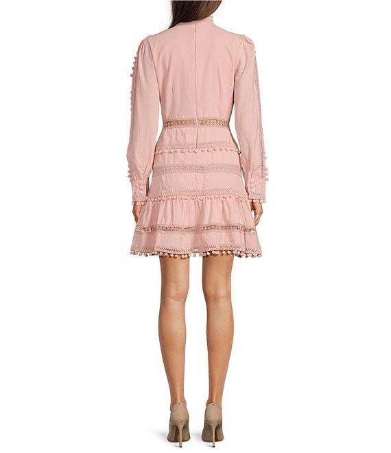 Layered With Love Carla Woven Mock Neck Long Sleeves Ruffle Tiered Hem Fit & Flare Mini Dress Product Image