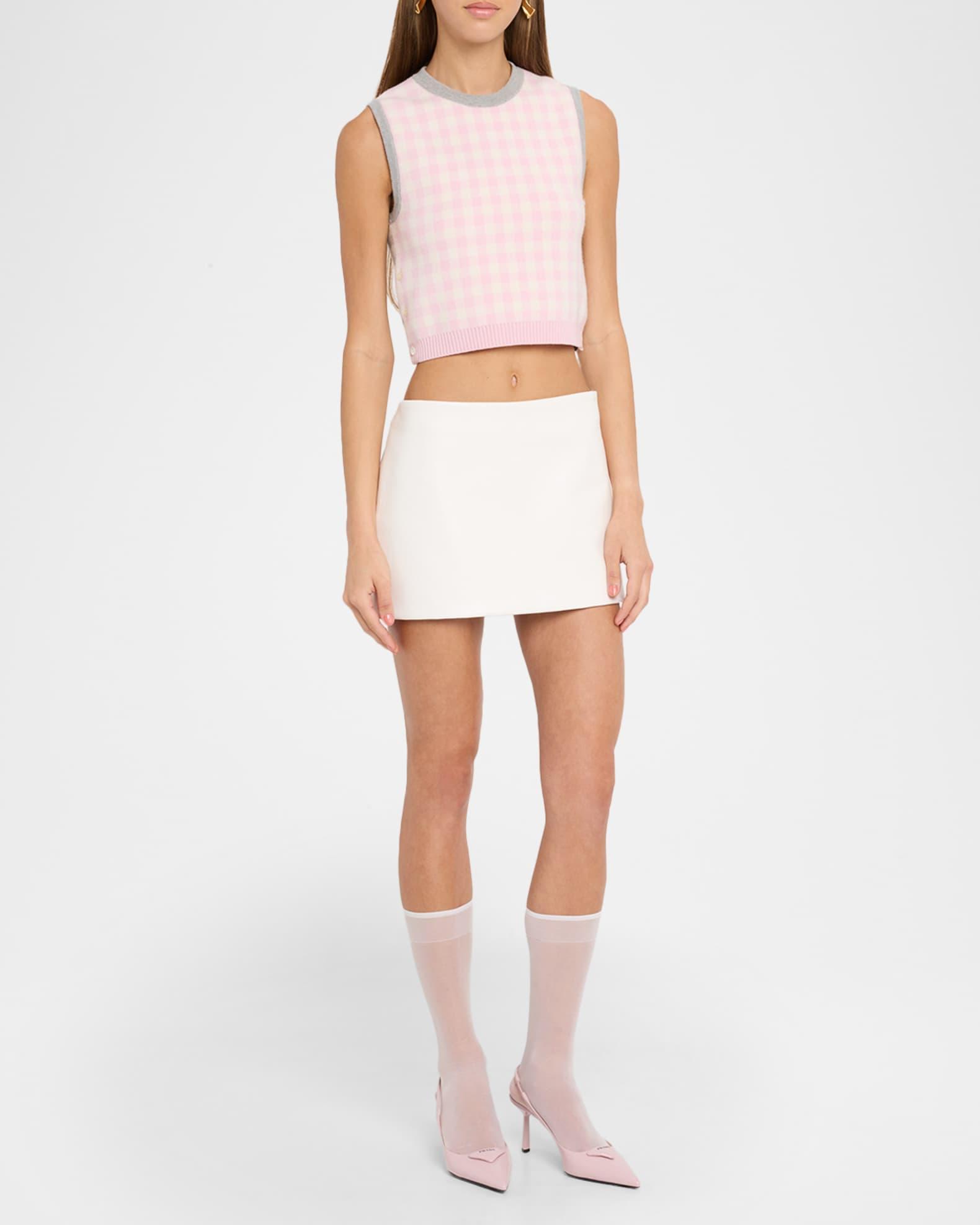 Fun Mix Gingham Check Jacquard Crop Tank Sweater Product Image