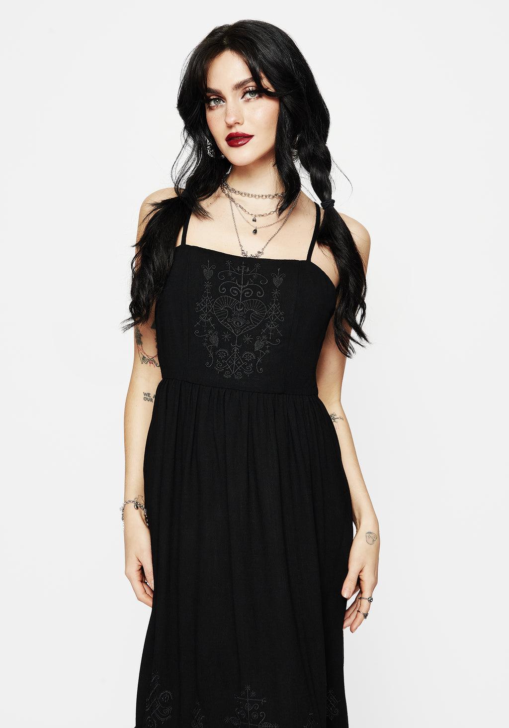 Cordata Embroidered Cami Midi Smock Dress Product Image