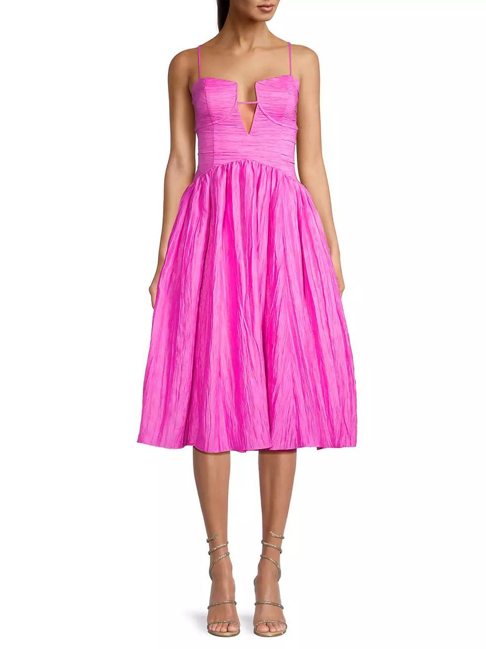 Crinkle A-Line Midi-Dress Product Image