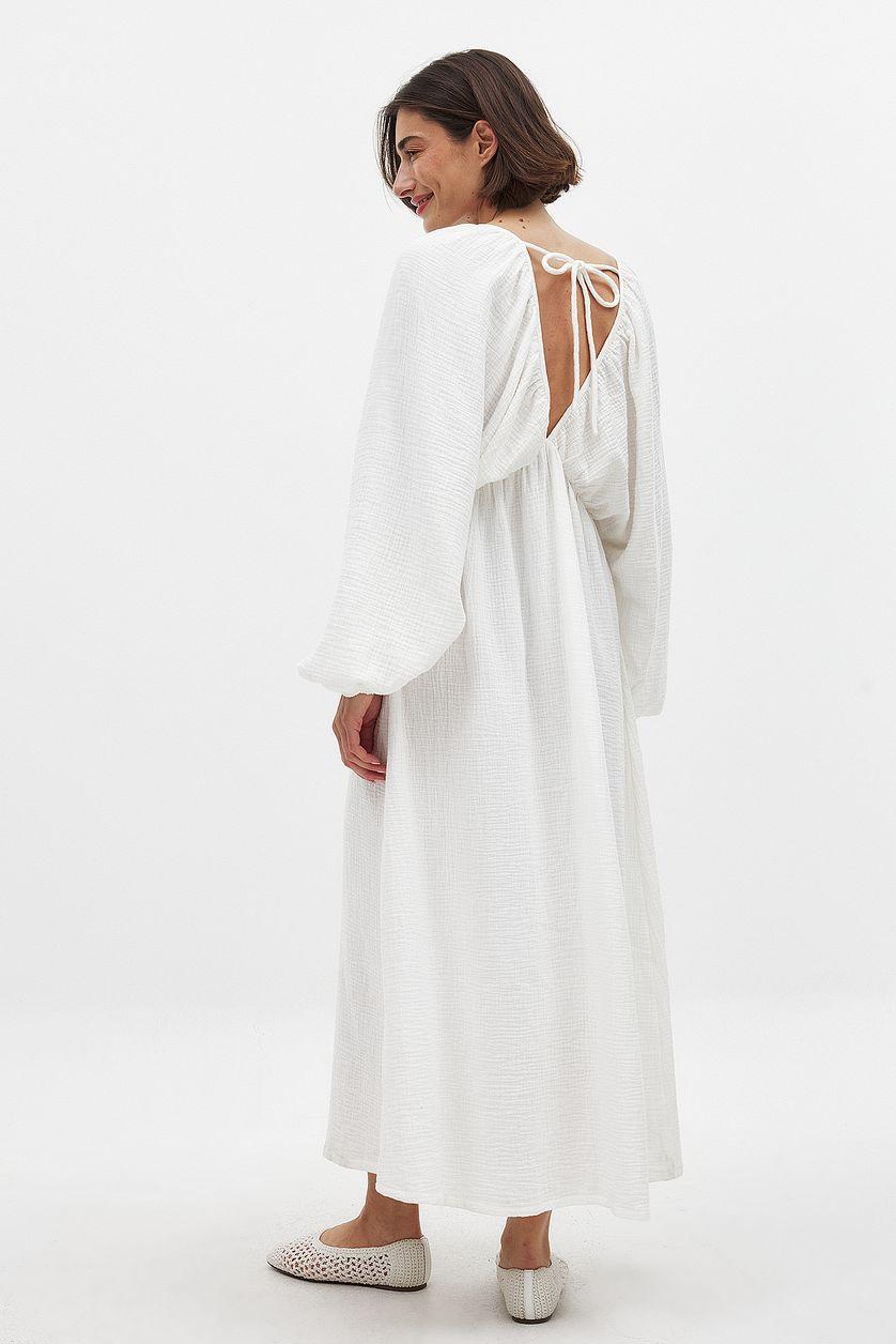 Soft Cotton V Neck Midi Dress Product Image