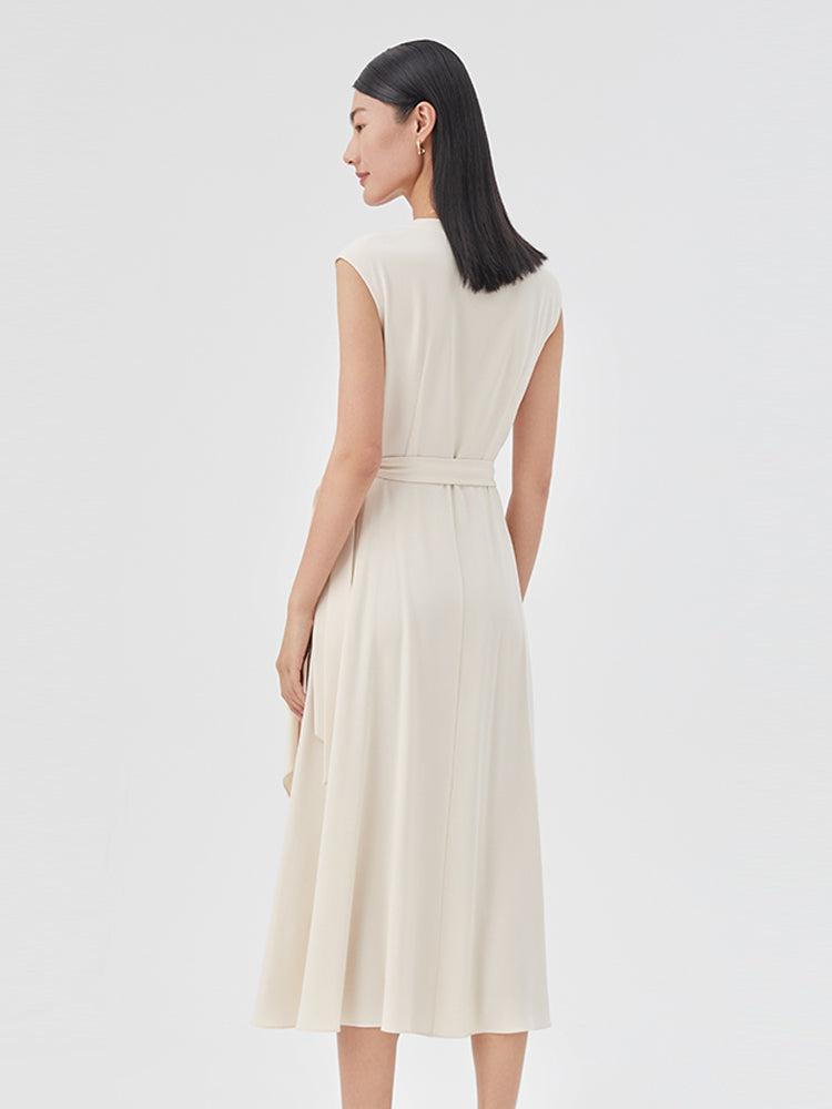 Triacetate Asymmetrical Gathered Waist Maxi Dress Product Image