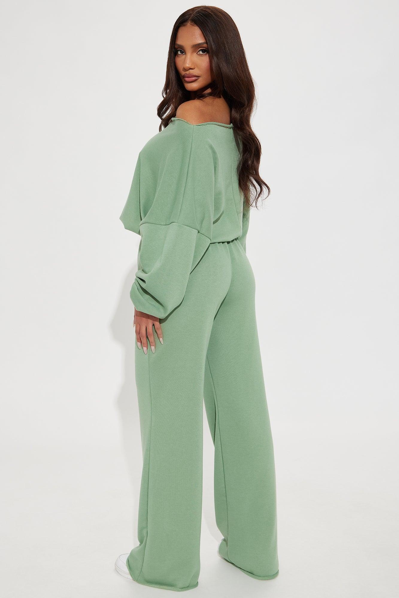 Robyn Off Shoulder Pant Set - Sage Product Image
