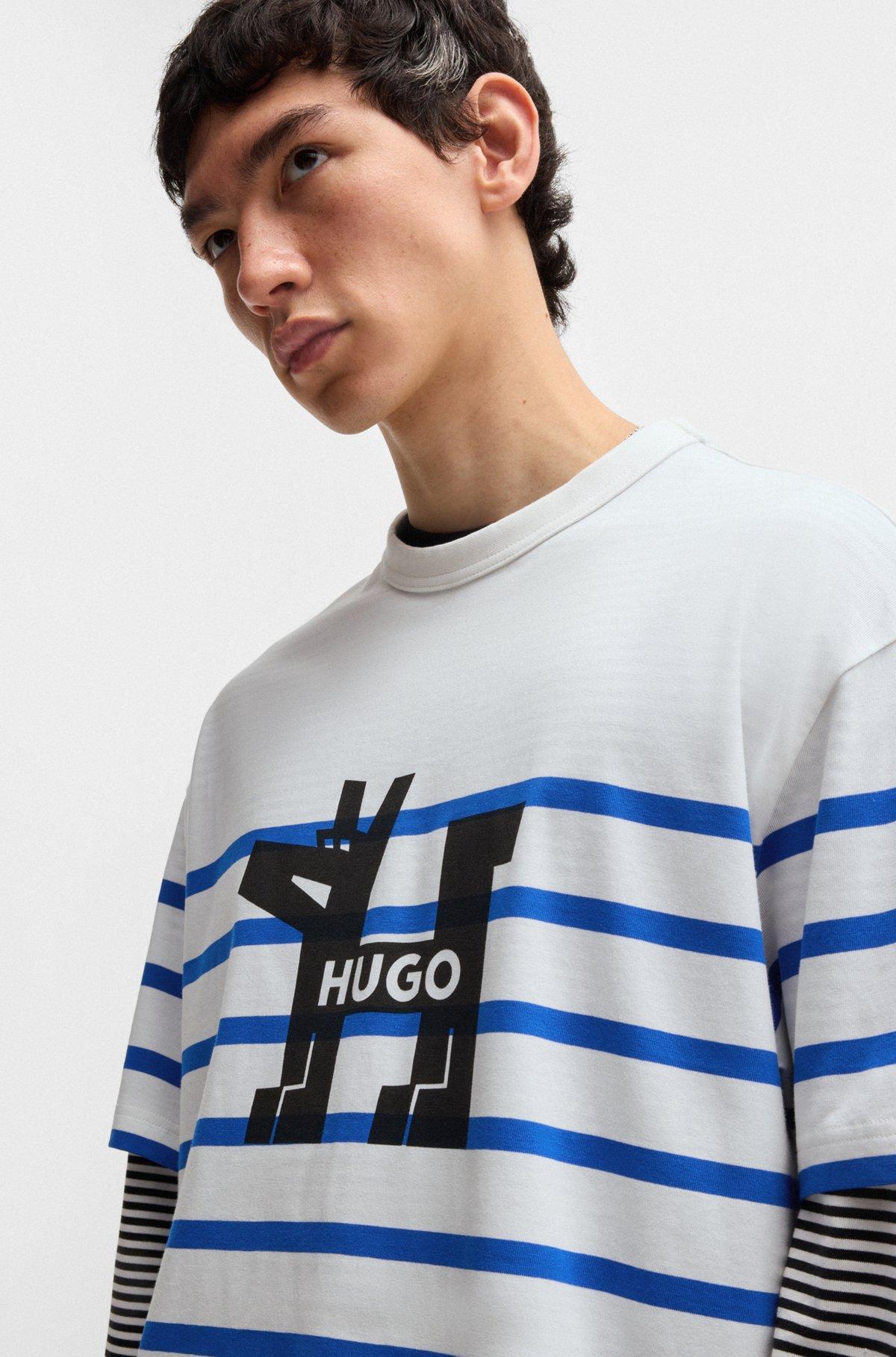 Cotton-jersey loose-fit T-shirt with dog logo Product Image