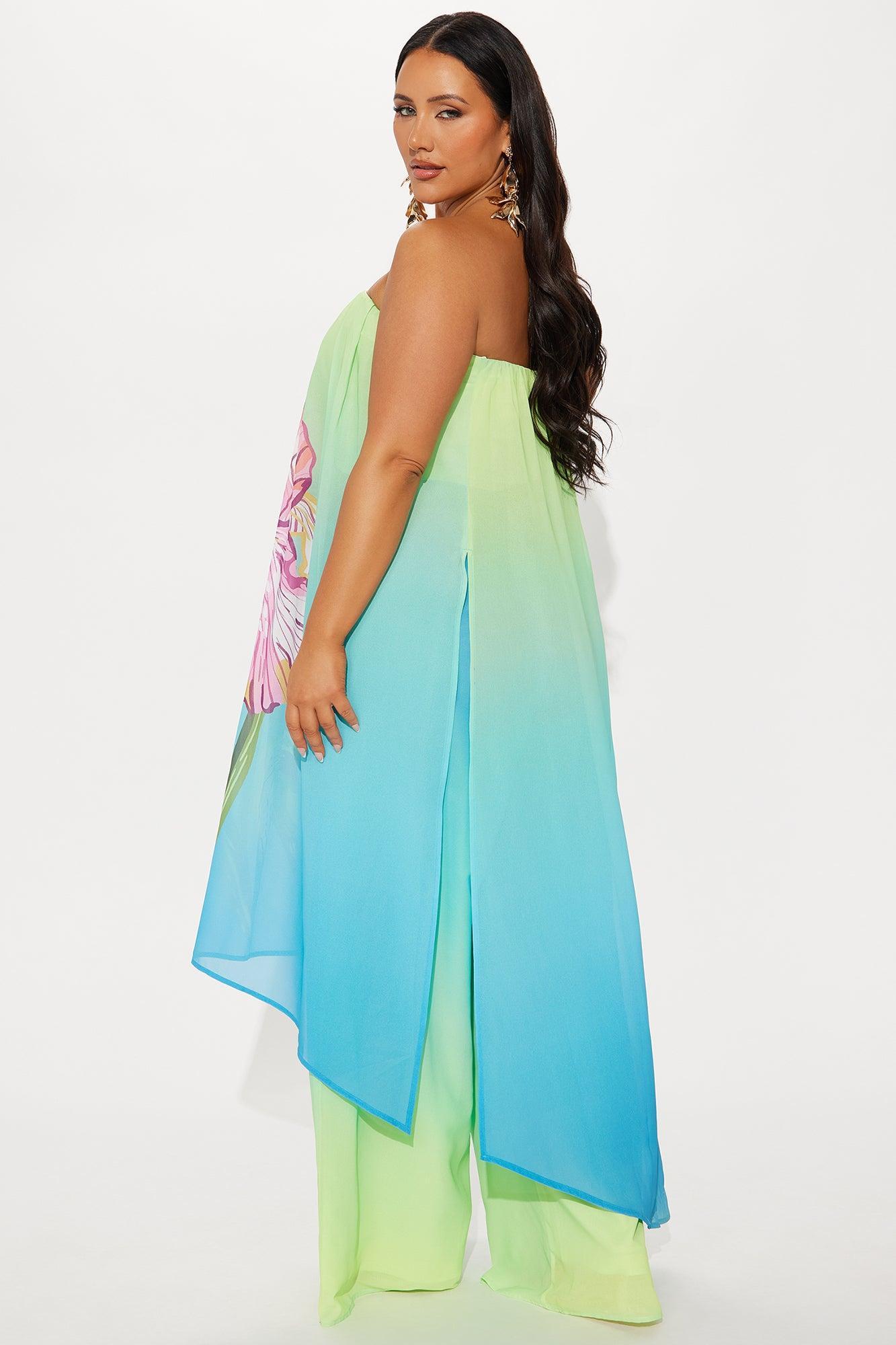 Wildflower Wish Ombre Wide Leg Pant Set - Blue/combo Product Image