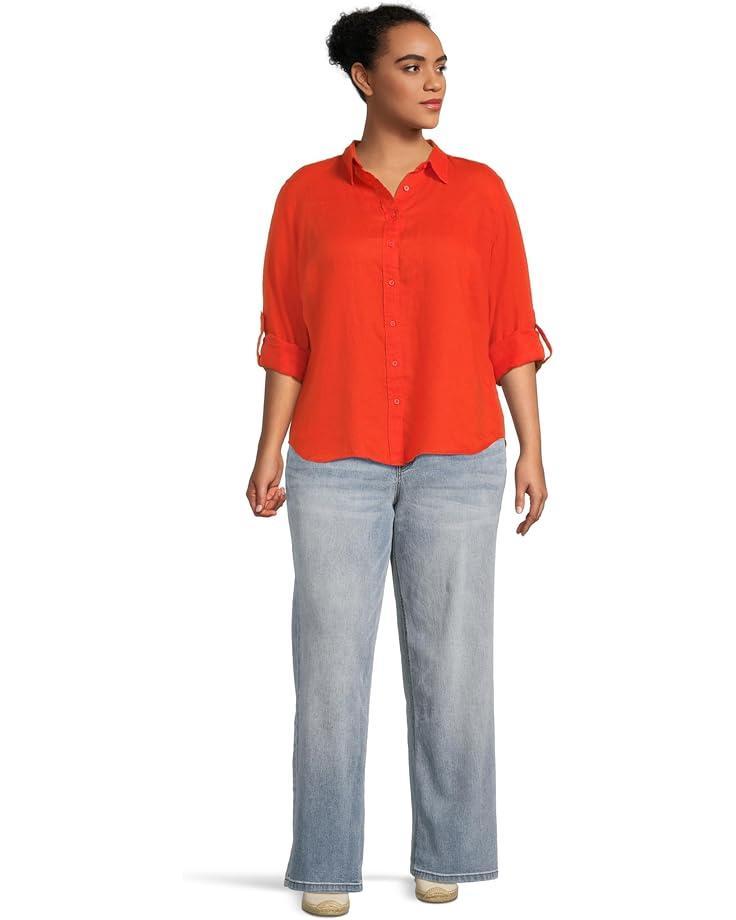 Plus Size Hailey High Rise Long Bermuda-Basic Raw Hem Product Image