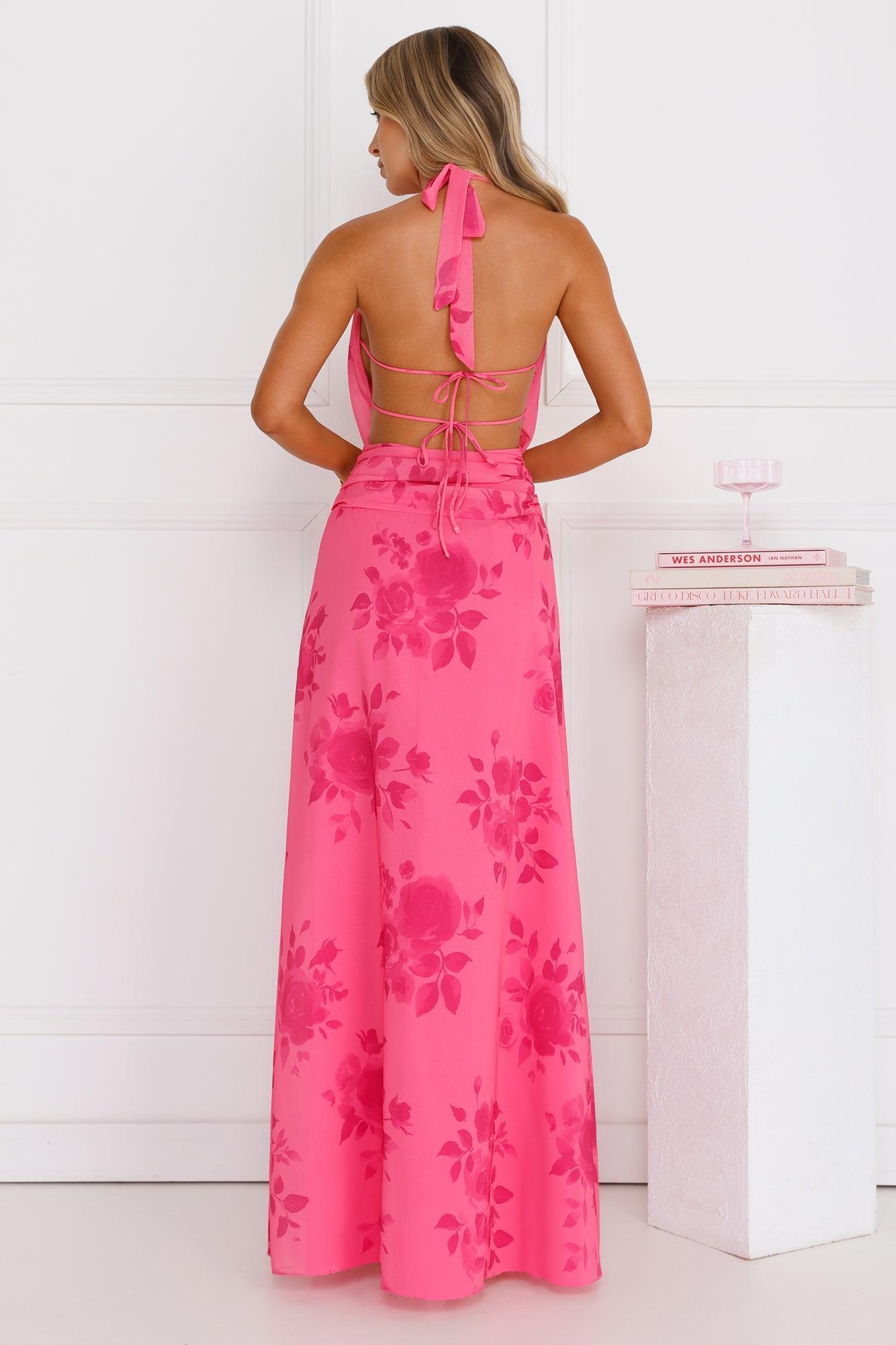 Summer Edition Halter Maxi Dress Pink Product Image