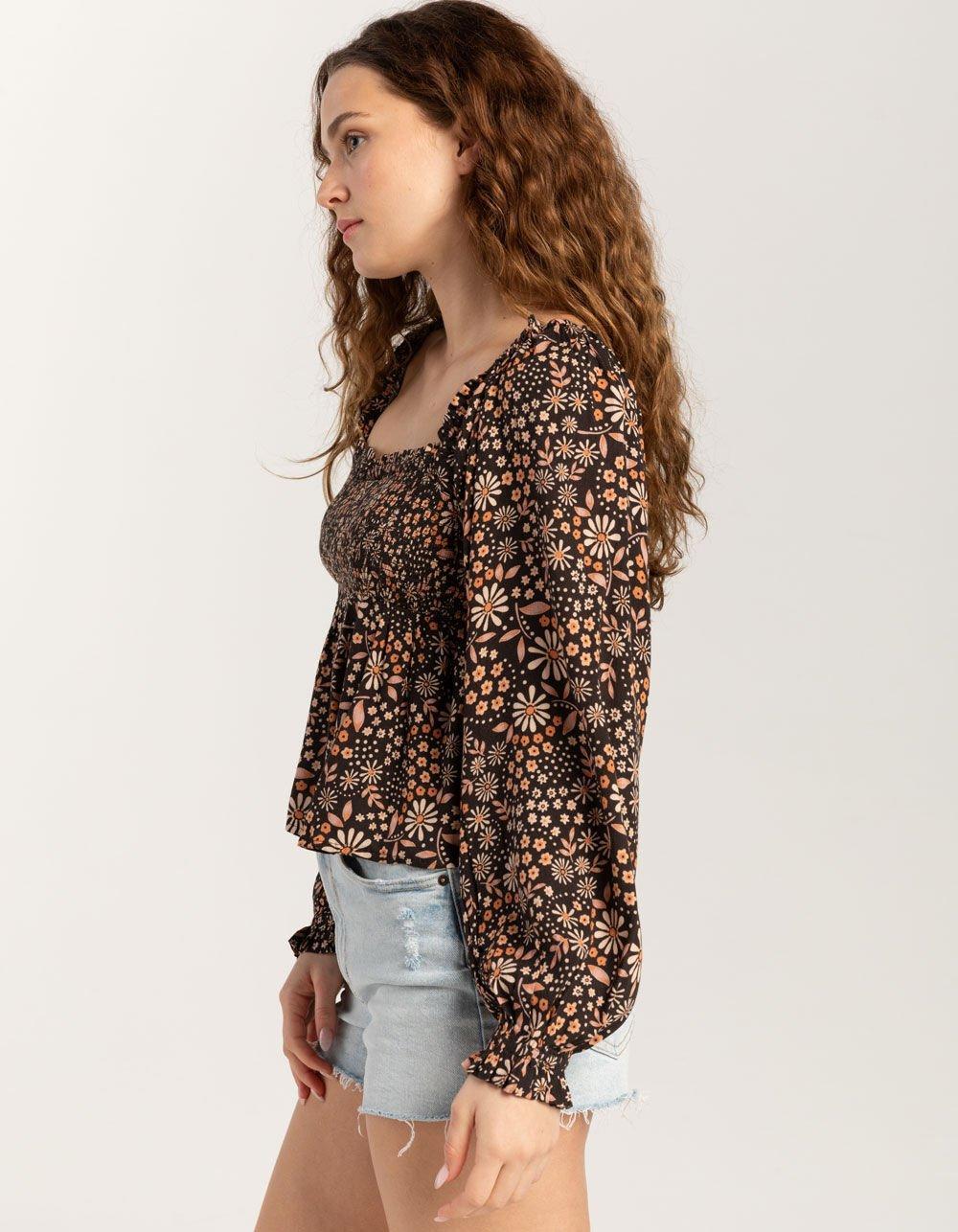 VOLCOM Folk Yeah Womens Long Sleeve Top - BLACK COMBO Product Image