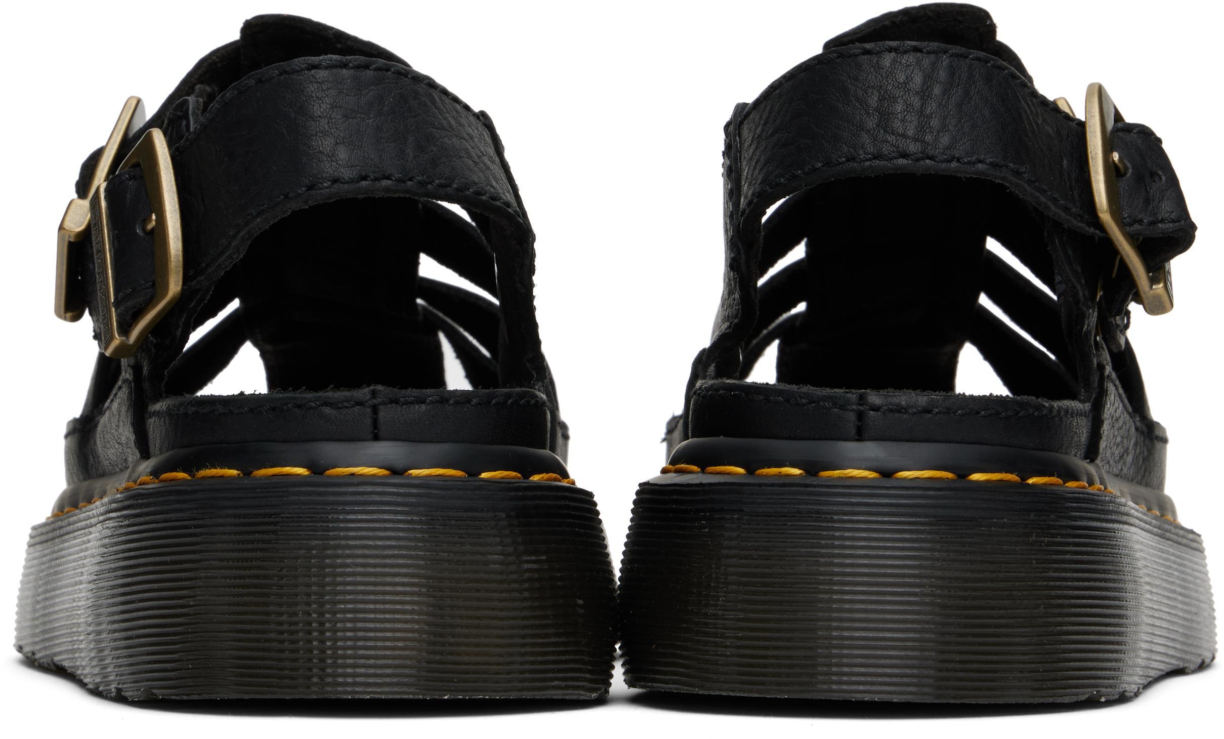 DR. MARTENS' Black Wrenlie Grizzly Leather Fisherman Sandals In Black Grizzly Product Image