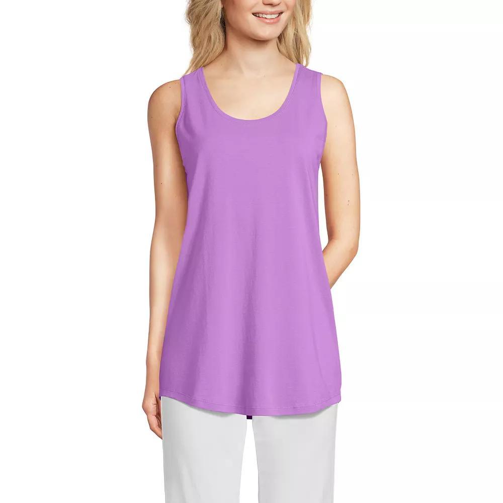 Women's Lands' End Supima Cotton Scoopneck Tunic Tank Top, Size: Small Petite, Black Product Image