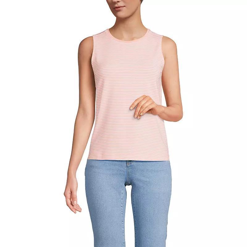 Women's Lands' End Lightweight Jersey Tank Top, Size: Large, Sweet Orange Stripe Product Image