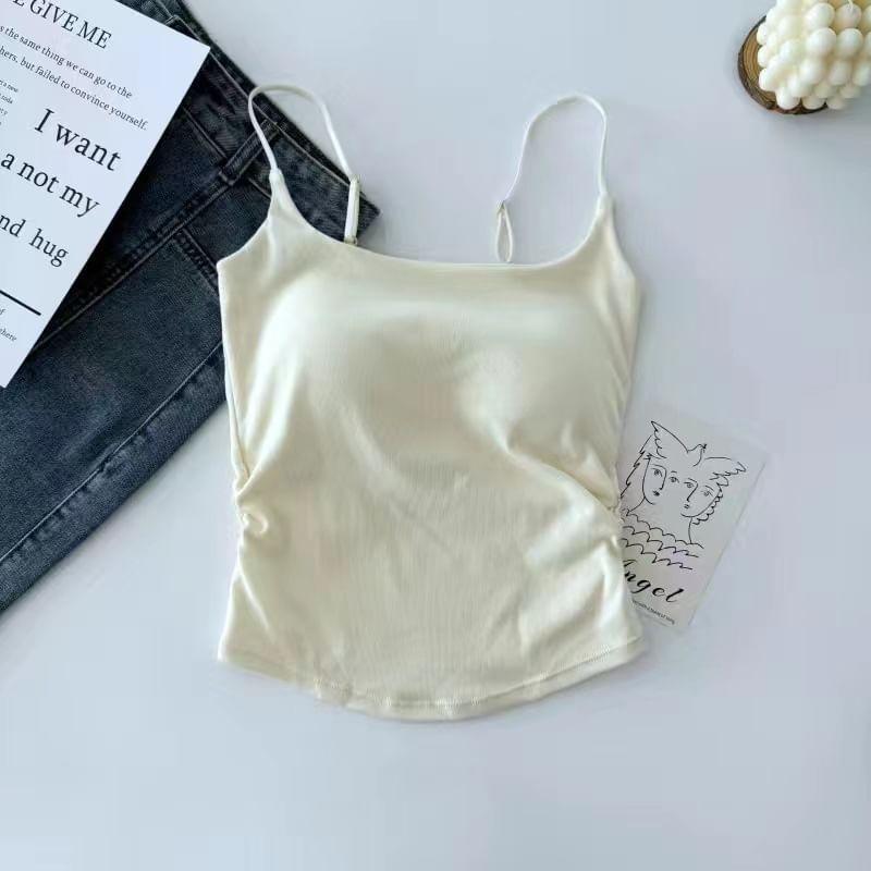 Plain Ruched Padded Cami Top Product Image