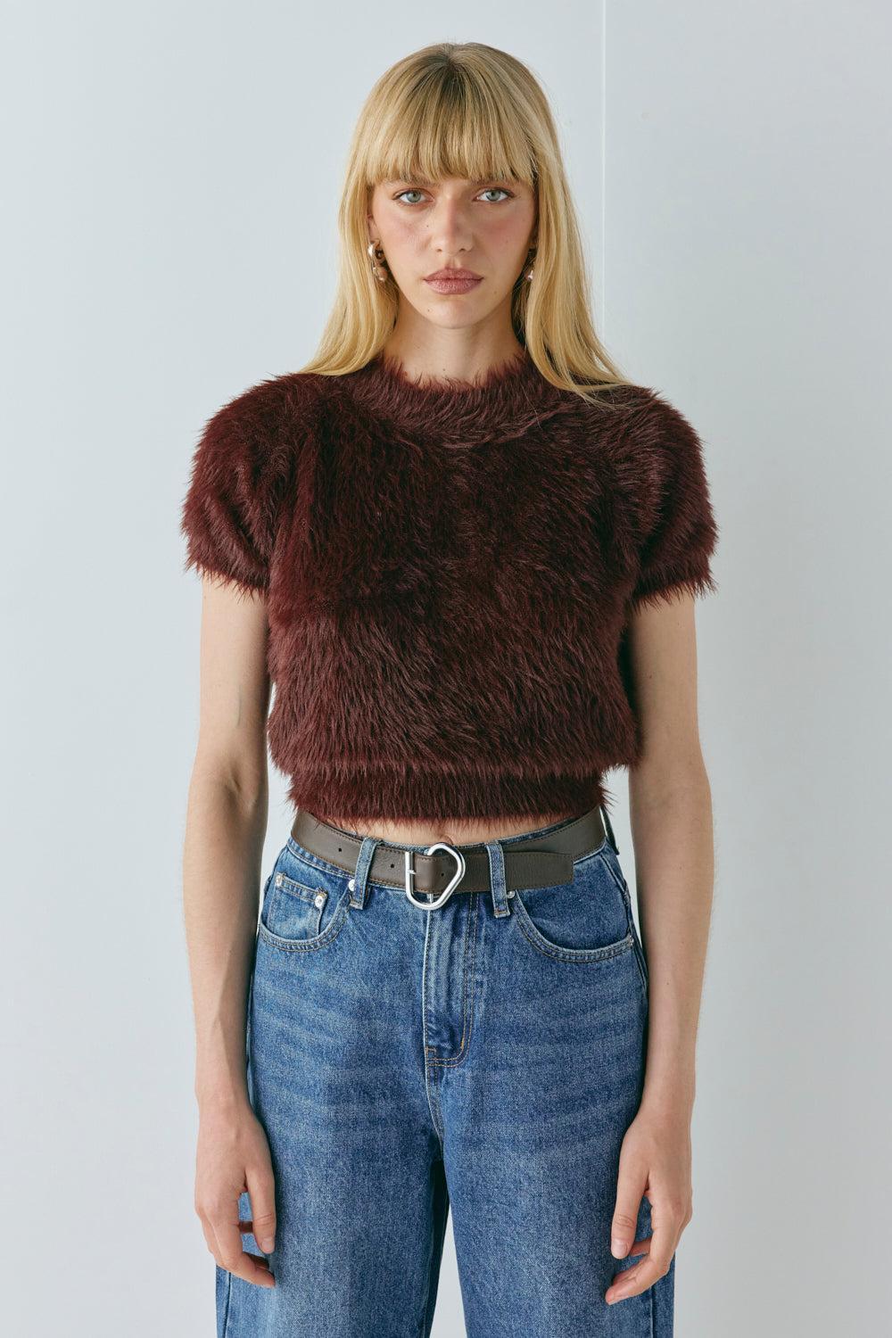 Nadine Knit Top Wine Product Image