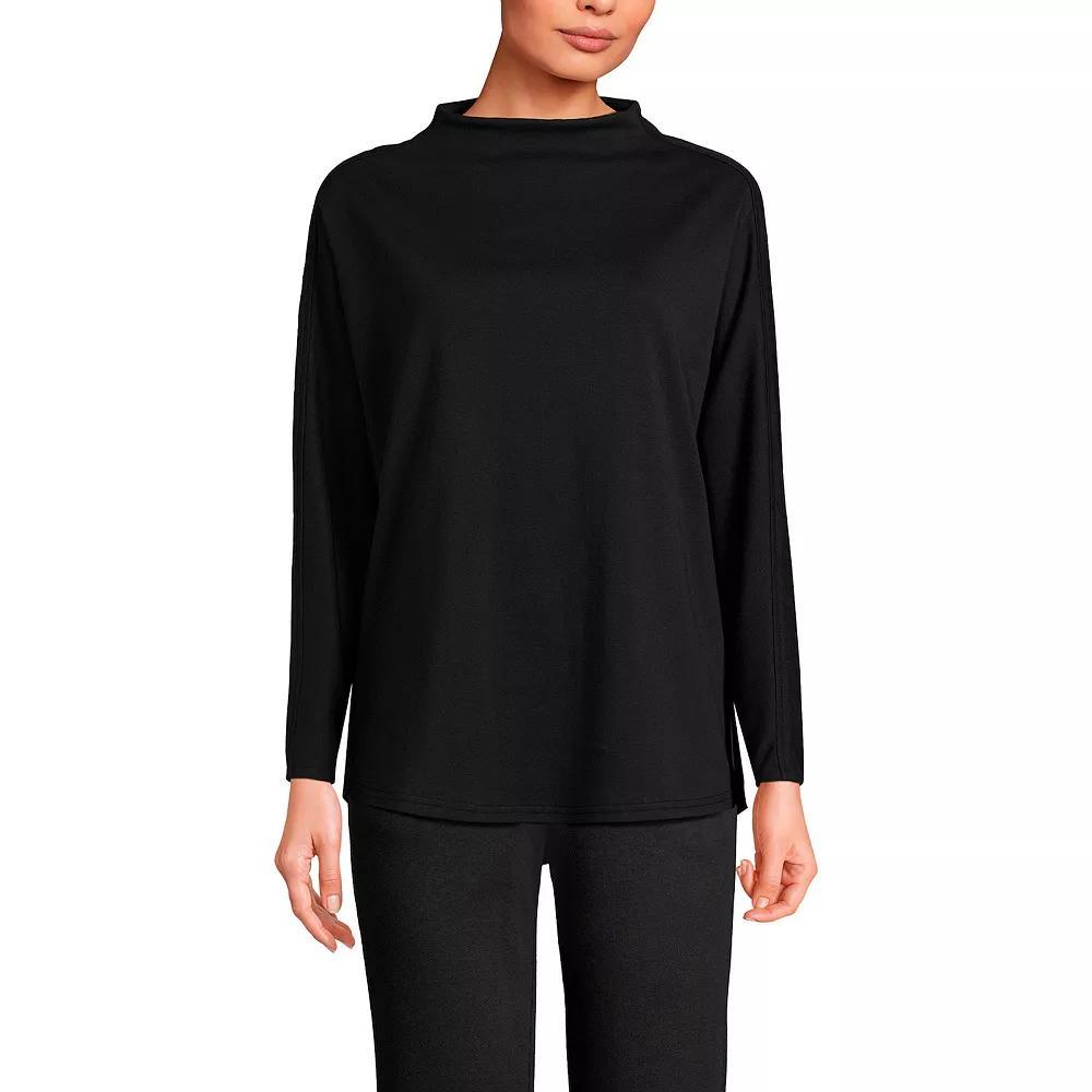 Women's Lands' End Long-Sleeve Sport Knit Funnel-Neck Top, Size: Large, White Product Image