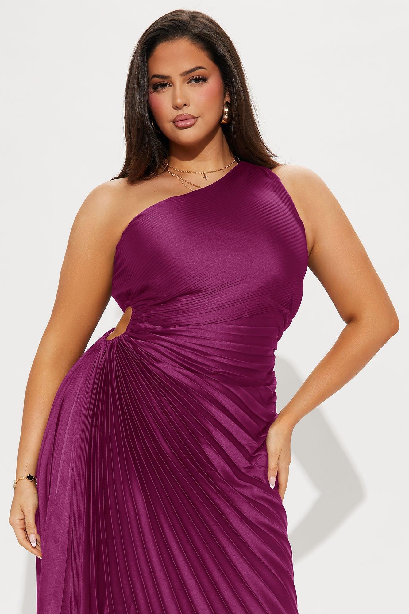 Belle Satin Maxi Dress - Magenta Product Image