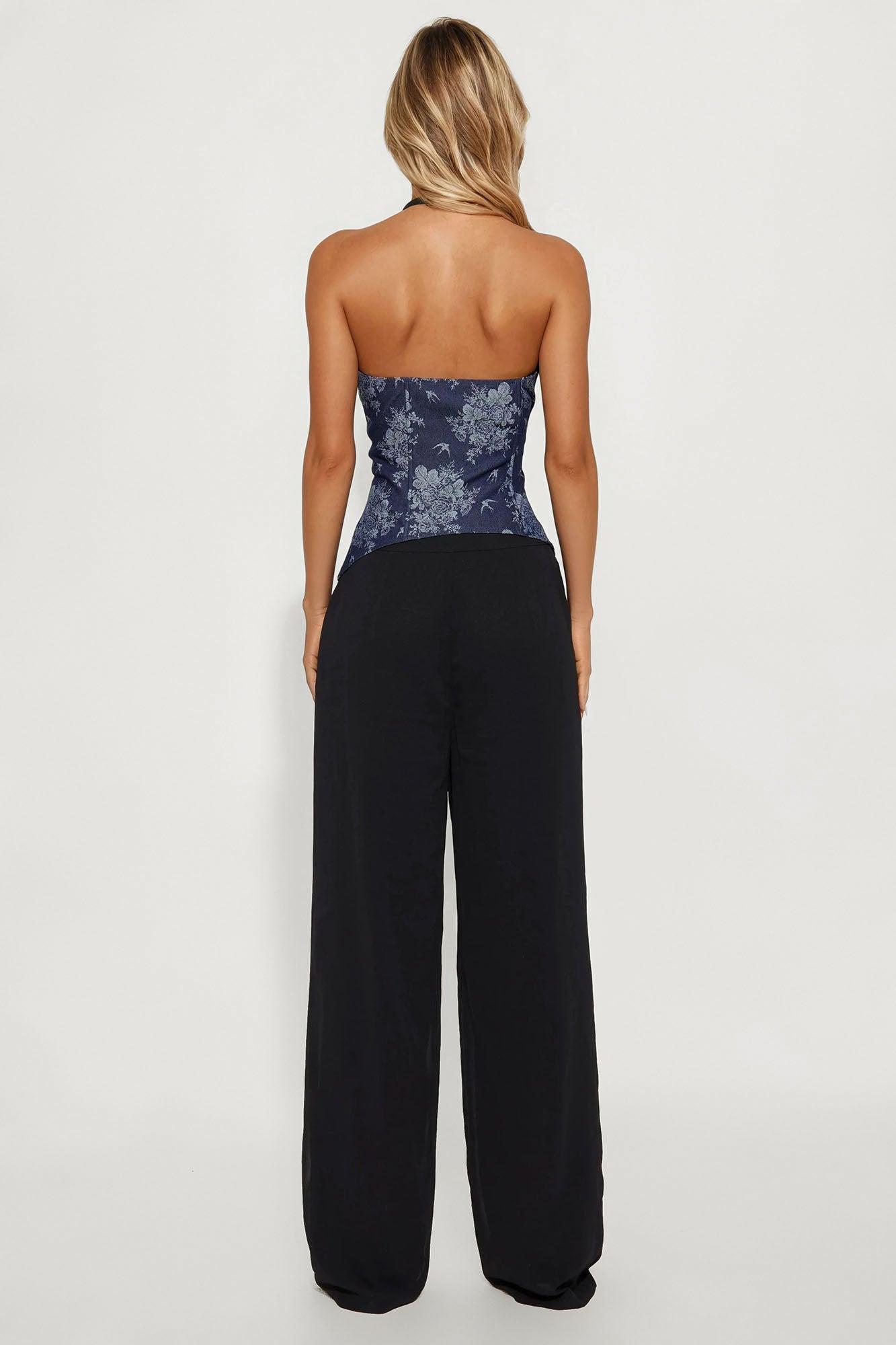 Isabella Halter Corset Pant Set - Black Product Image