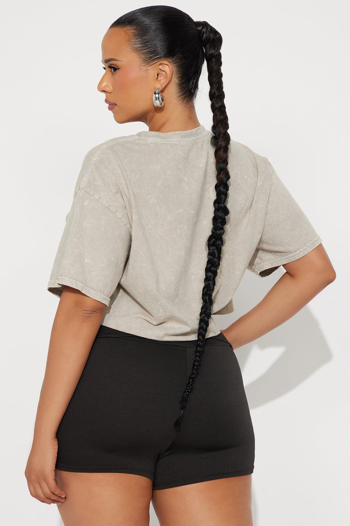 Little Miss Naughty Washed Cropped Tee - Sand Female Product Image
