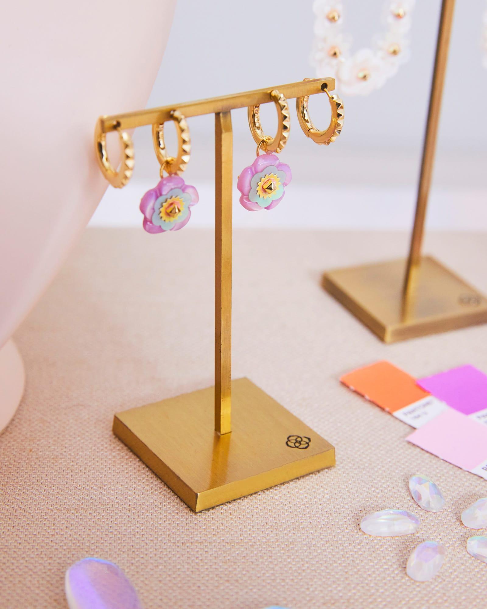 Daphne Gold Stud Earrings in Light Pink Iridescent Abalone Product Image